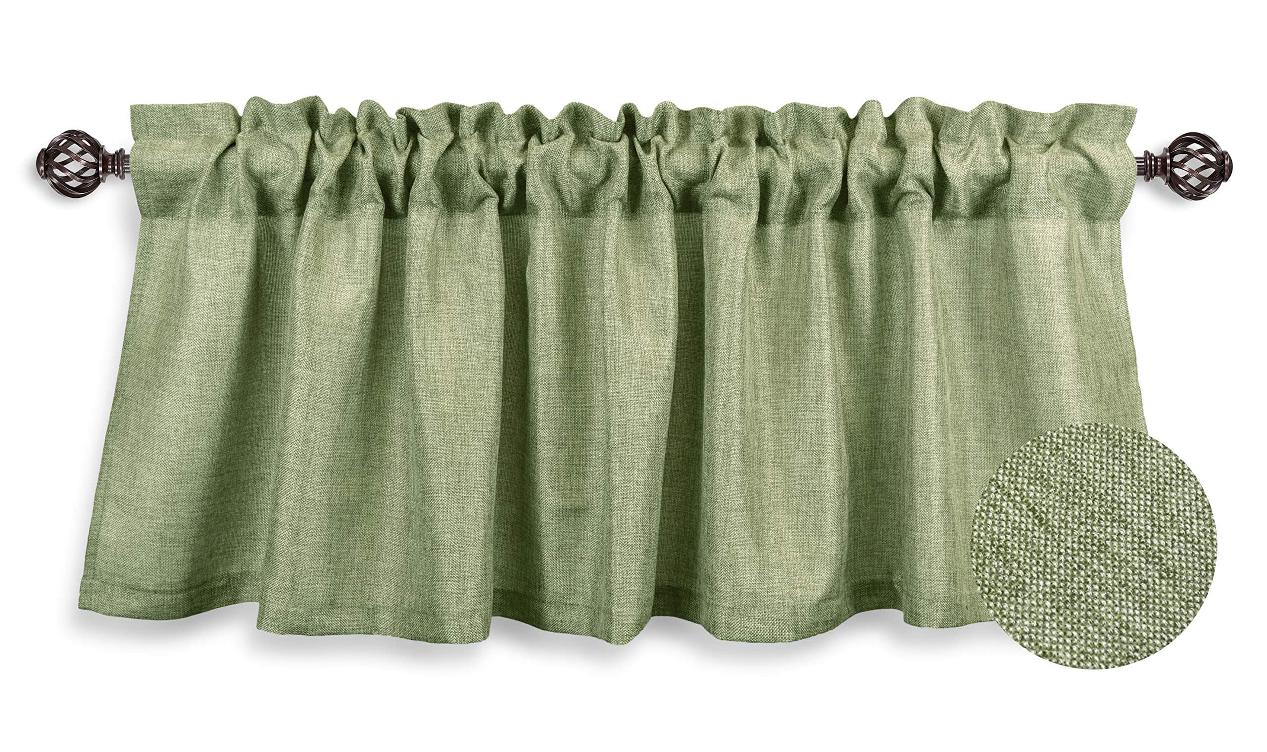 Aiking Home Pure 100% Faux Linen Window Valance - Size 56 inch x 16 inch, Moss