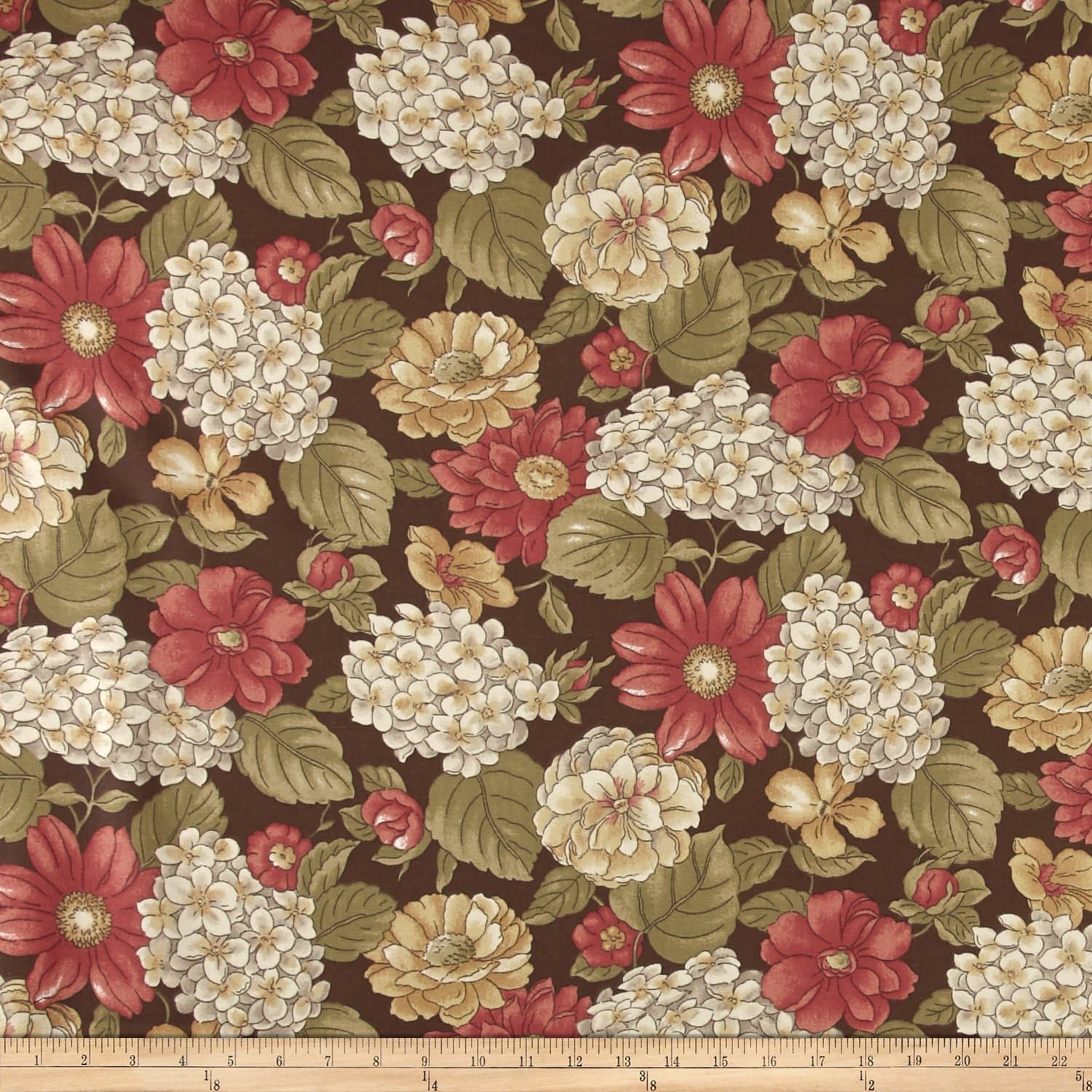 General Fabrics Brown Multi Ansley Home Decor Cotton Duck Floral