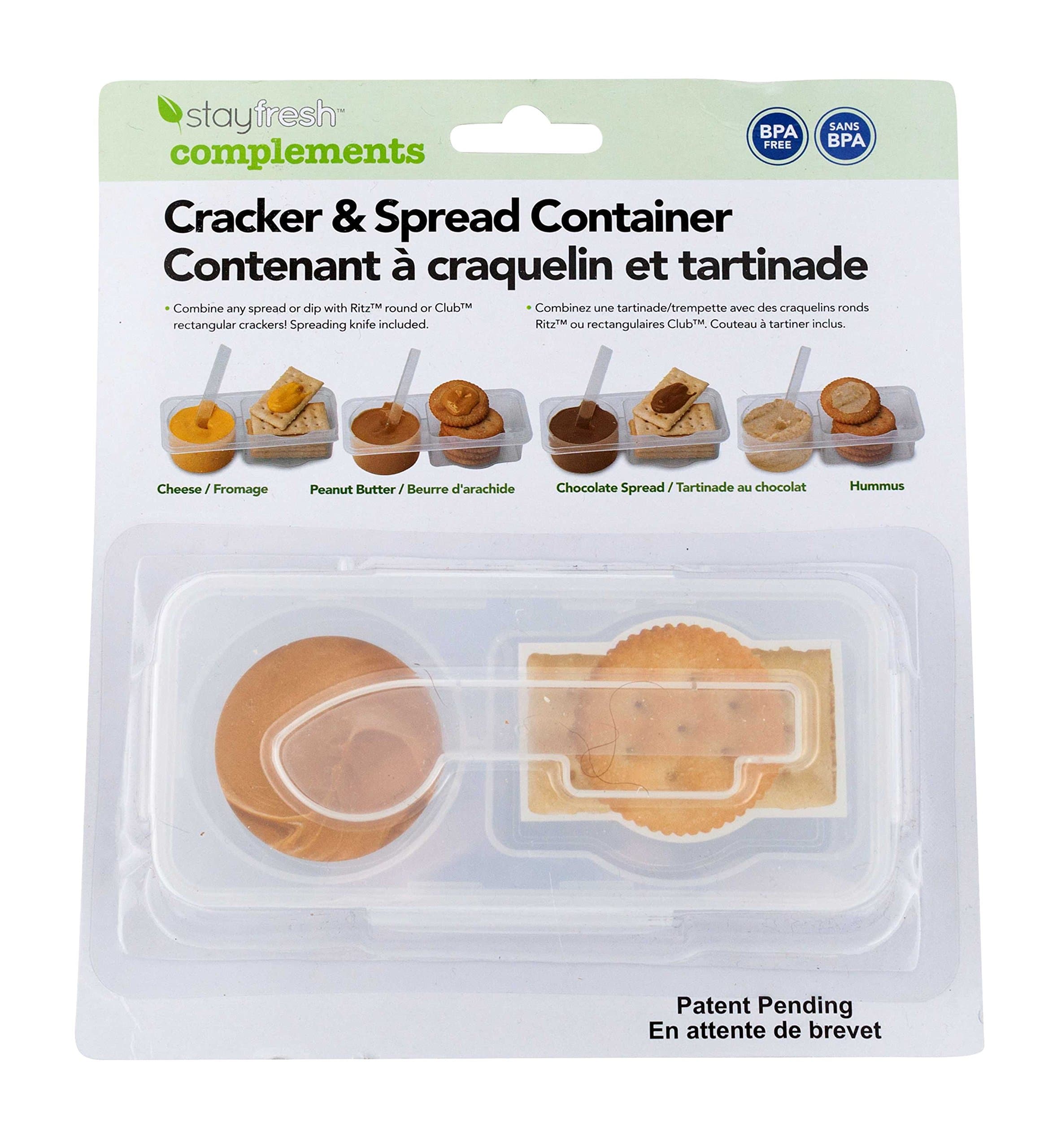 Stay Fresh Compliments Cracker And Spread Container With Spreading Knife, Plastic