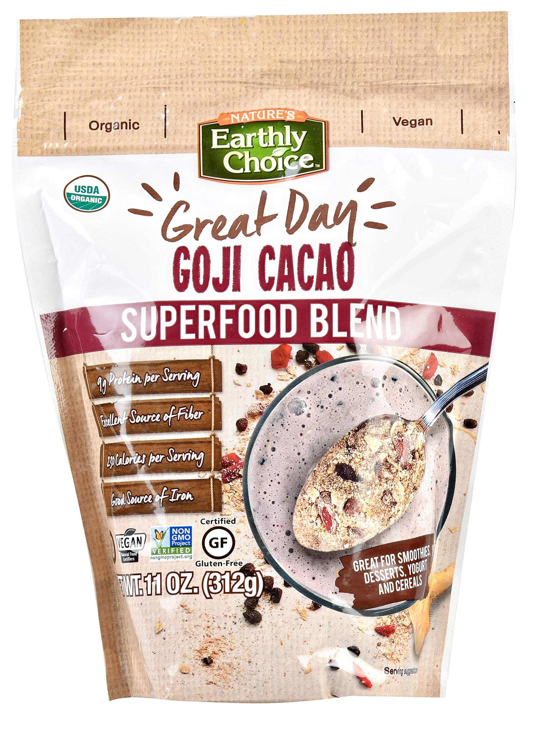 Natures Earthly Choice Great Day Goji Cacao Superfood Blend, 11 Ounce, Pack of 1