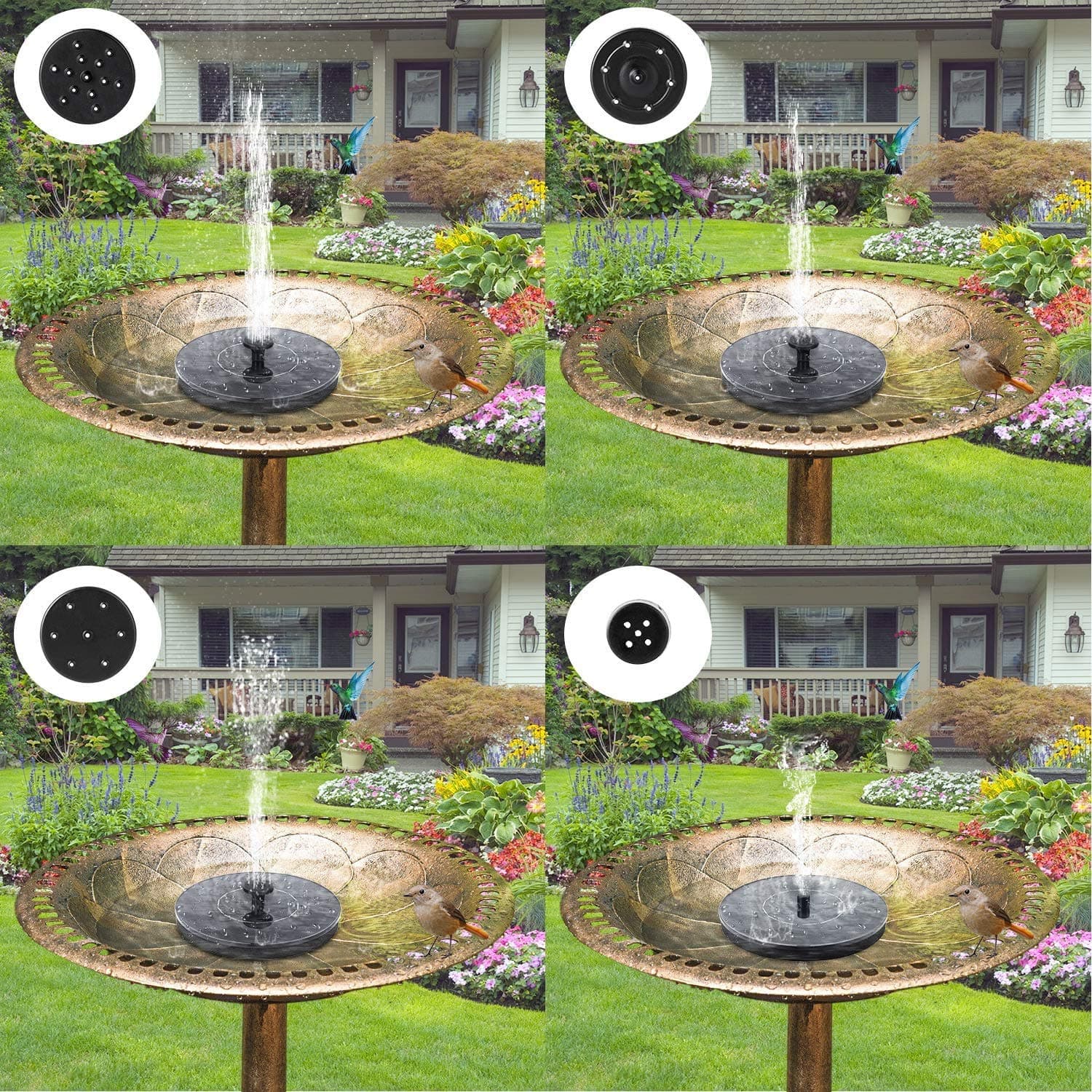 Am Bulan Solar Fountain Pump, Free Standing 1.4W Bird Bath Fountain Pump for Garden and Patio, Solar Panel Kit Water Pump