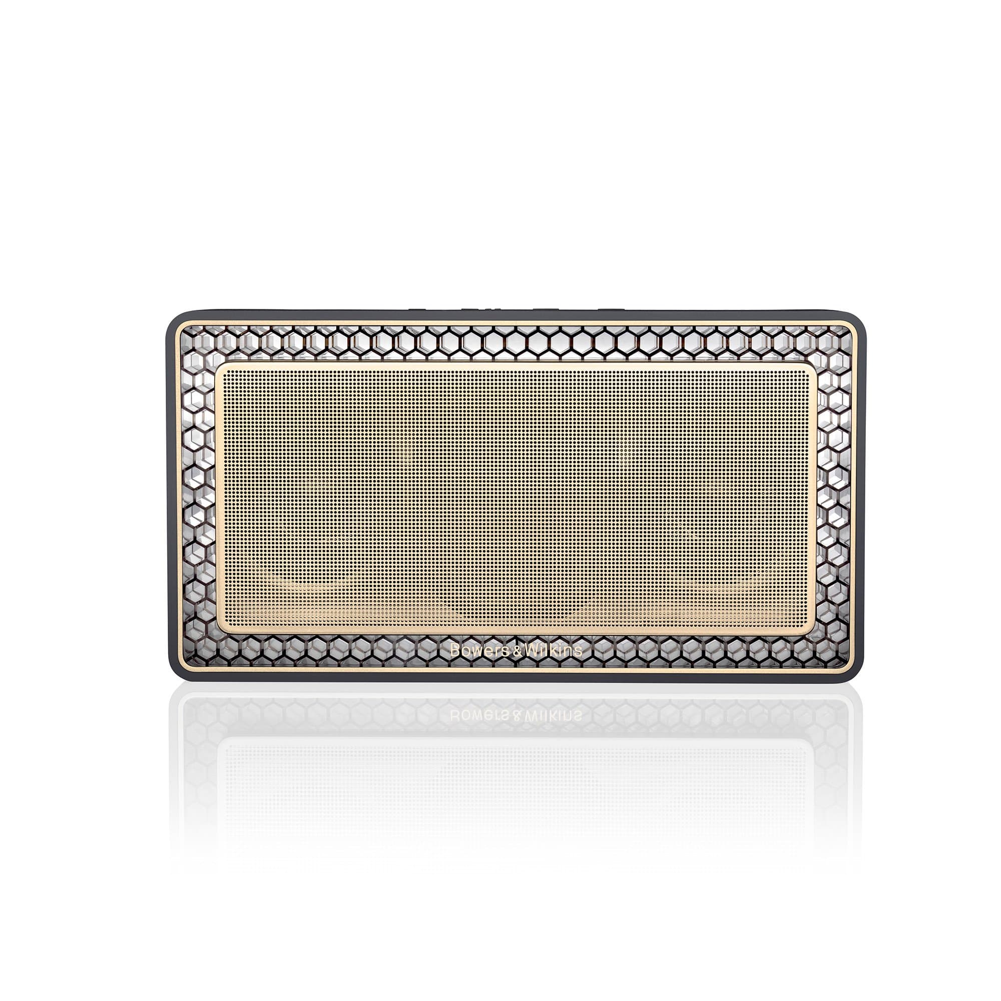 Bowers & Wilkins T7 Portable Bluetooth Speaker, Excellent Bass, Gold Edition