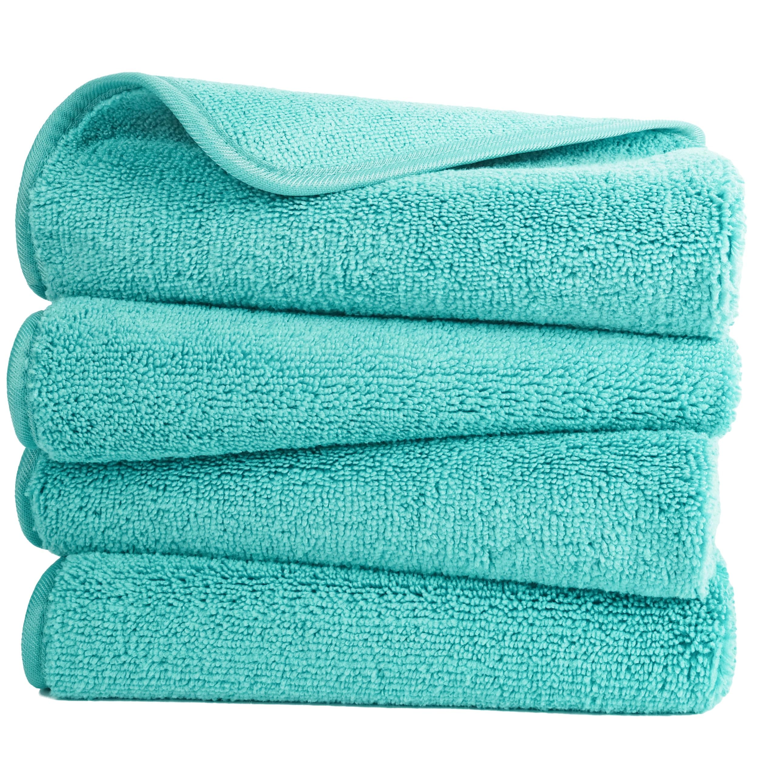 – Quick Dry Lint Free Microfibre Hand Towel, 40 x 76 cm, Set of 4 (Aqua)