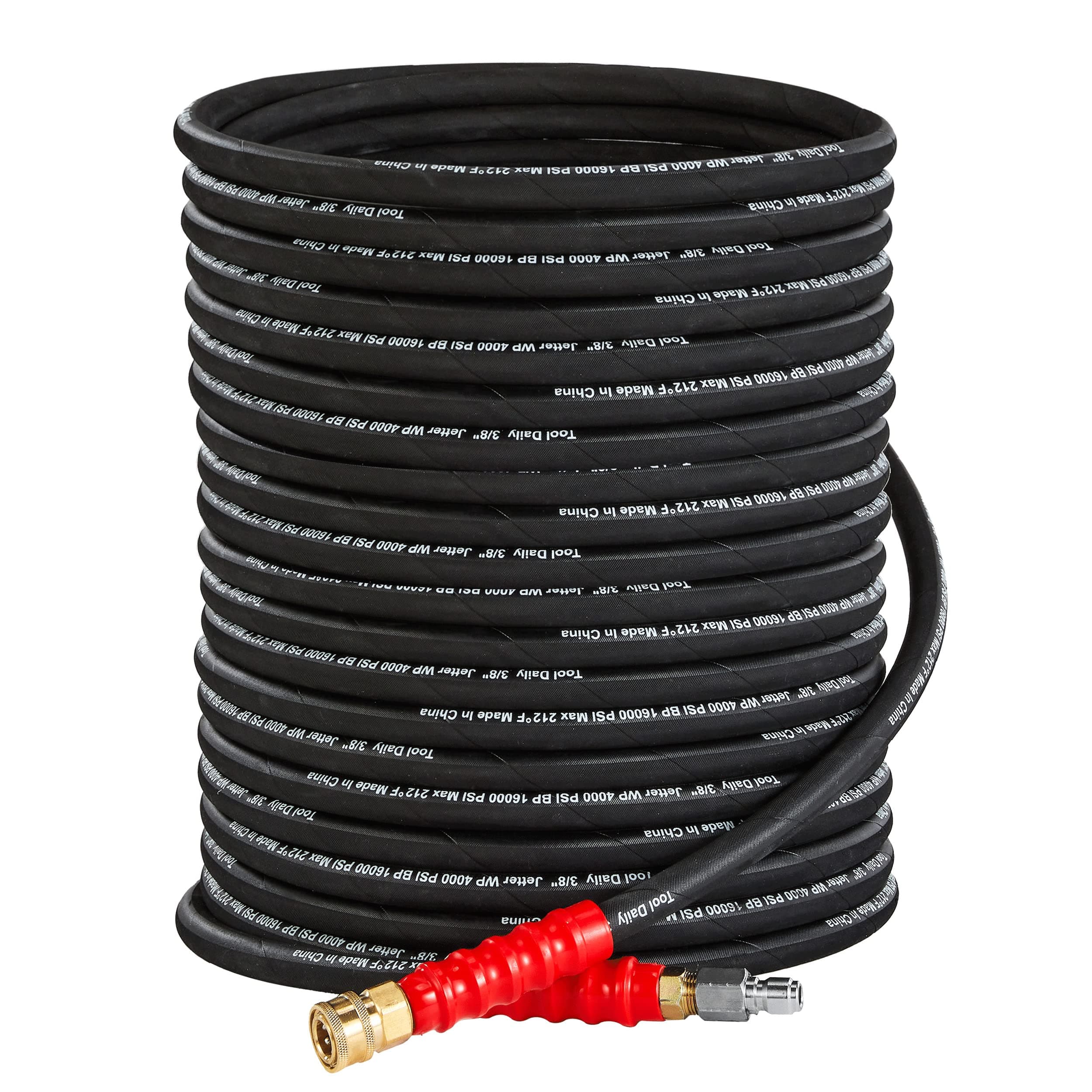 Tool Daily High Pressure Wash Hose 3/8 Inch x 50 FT (0.95 cm x 1.27 m) Quick Connect 4000 PSI Braided High Tensile Wire