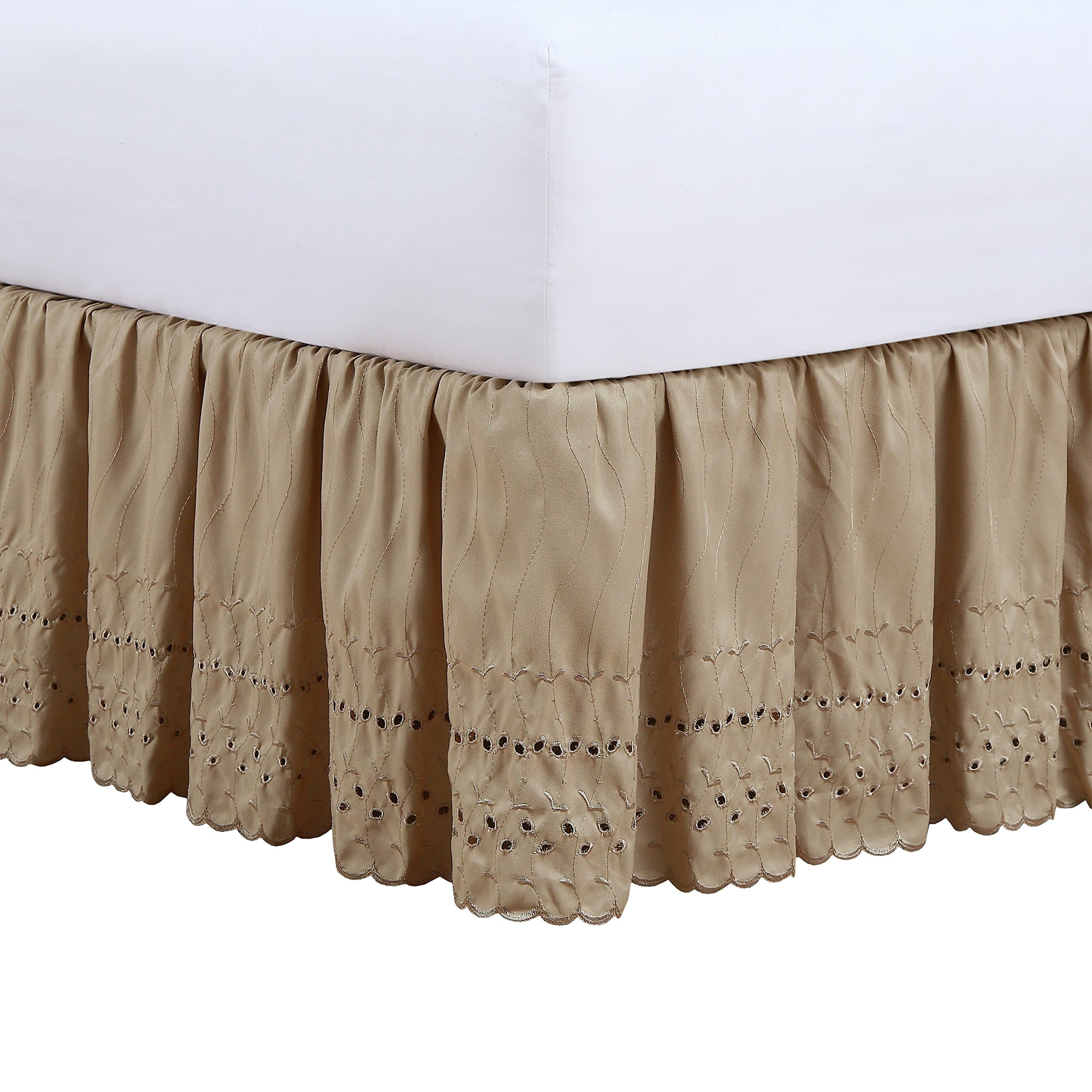 Fresh Ideas Eyelet Bedskirt, Mocha, Full