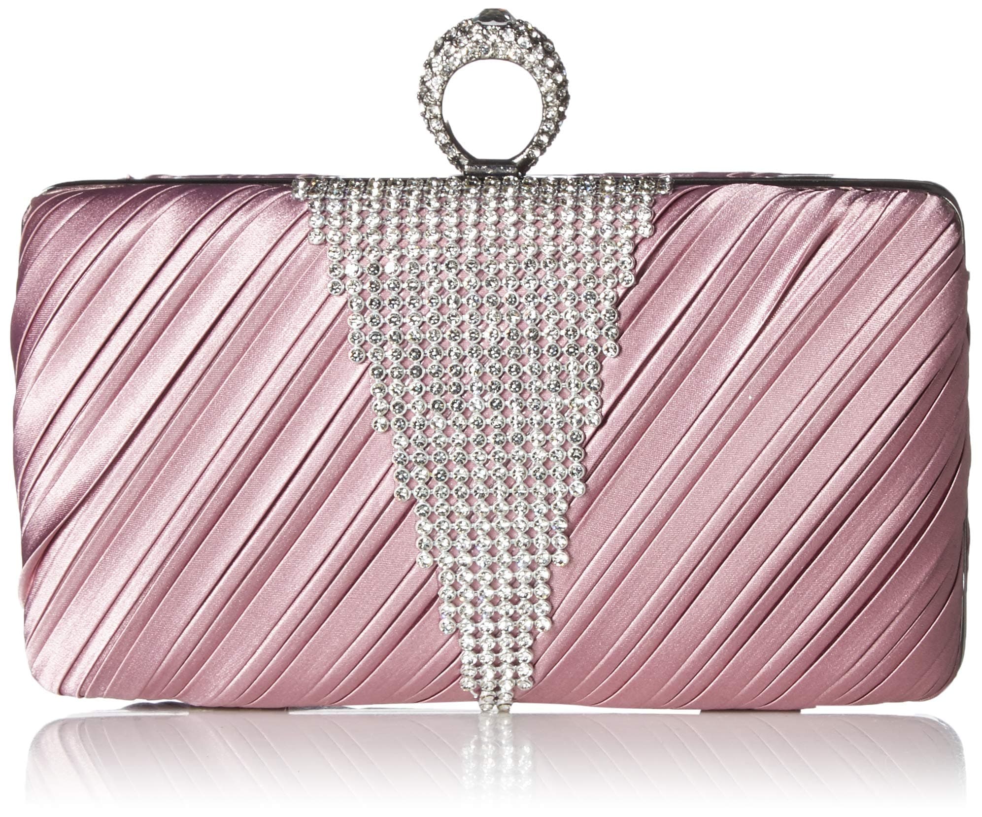 Jessica McClintock Noelle Woven Satin Glitter Evening Clutch Minaudiere