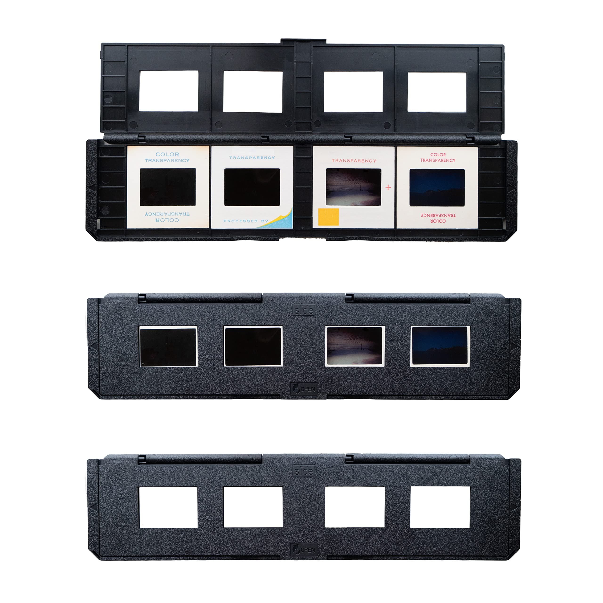 Long Tray Slide Film Holder for 35mm Compatible Film Scanners, Holds 4 Slides to Speed up Processing Time, Easy To Use, Gently Flattens and Protects Film Edges - Set of 3 (ST01)