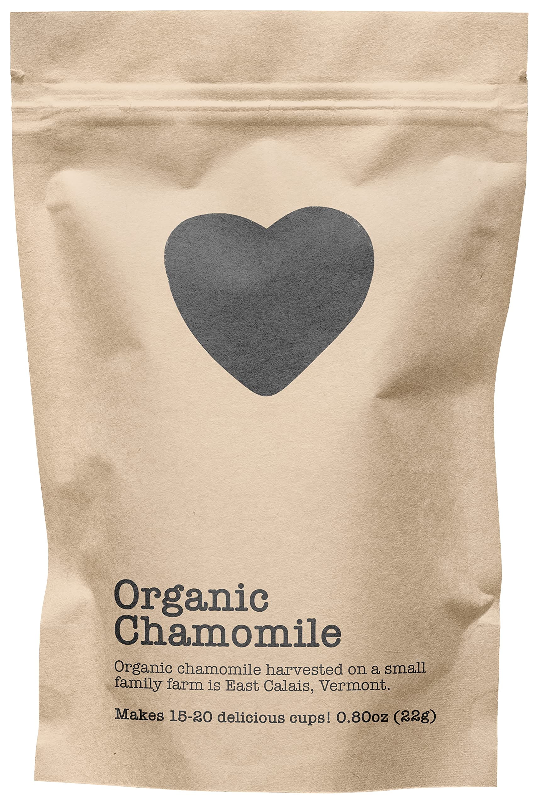 Organic Chamomile, 15-20 Servings, Eco-Conscious Zip Pouch, Caffeine Free, Pure Loose Leaf Tea Grown in America, 0.80 Ounce (Small)
