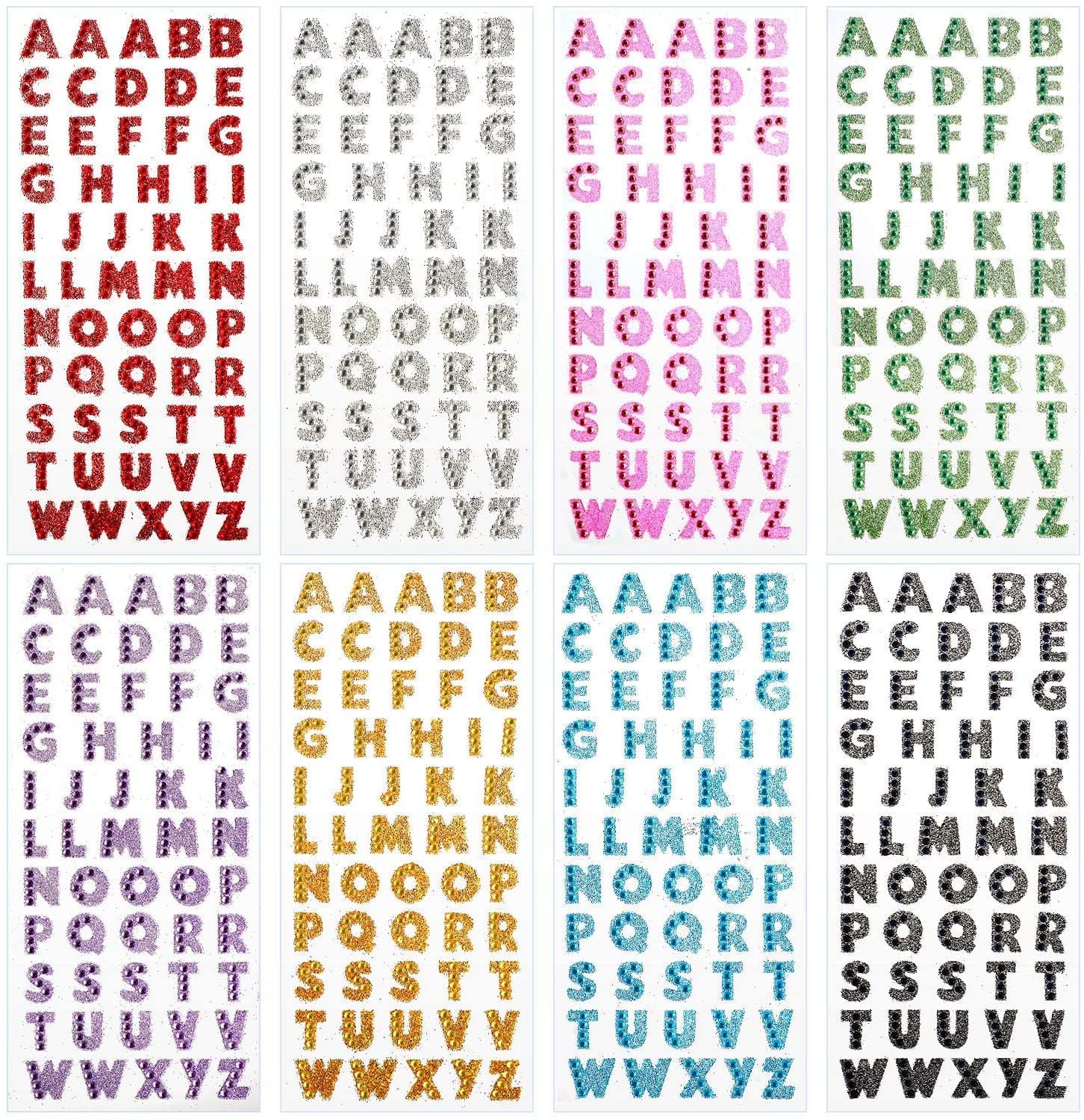 8 Sheets Letter Sticker, Colorful Gift Alphabet Sticker Self Adhesive Letter