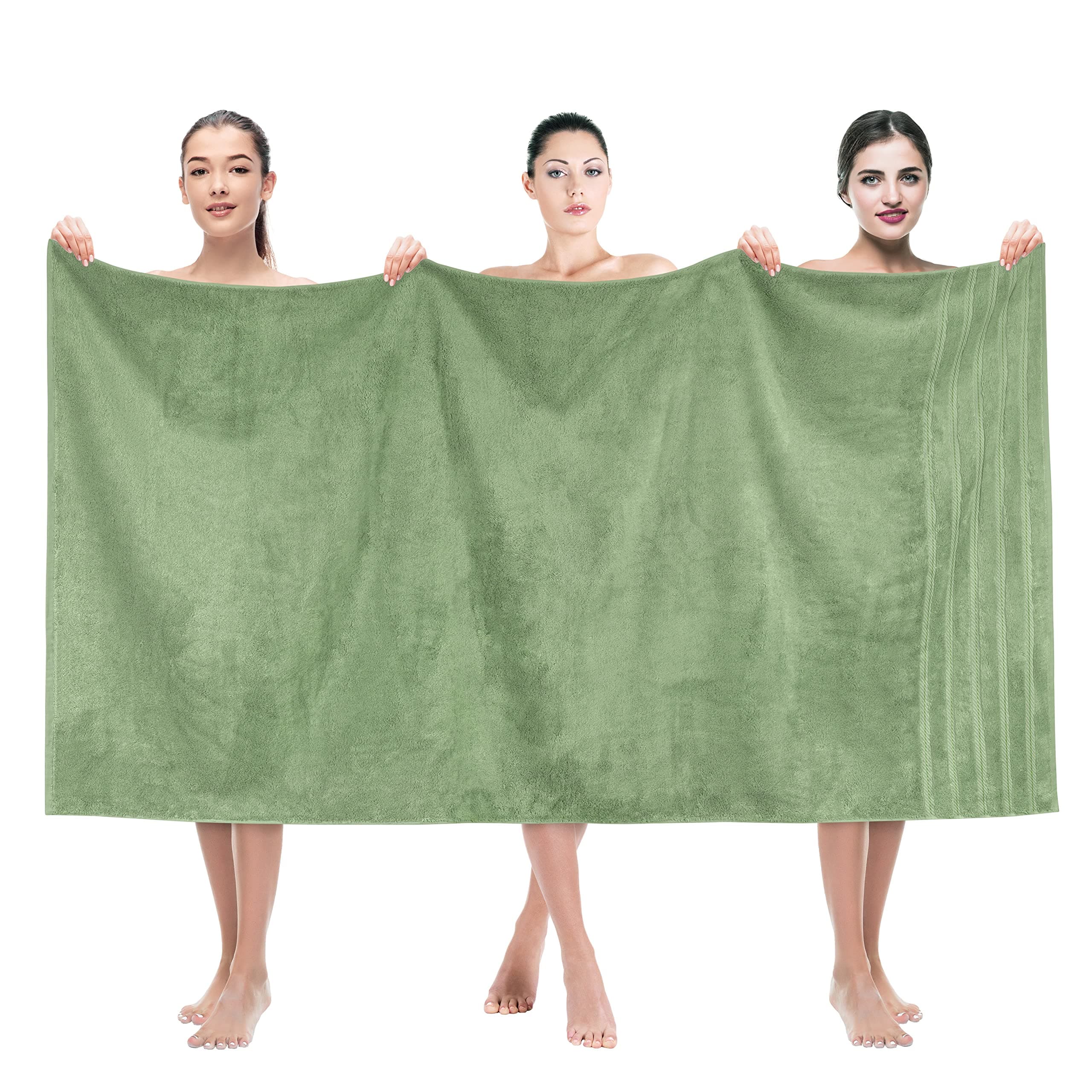 American Soft Linen 35x70 Jumbo Large Bath Towel, 600 GSM 100% Cotton Turkish Bath Sheet, Oversized Luxury Bath Towel for Bathroom Beach and Pool, Sage Green