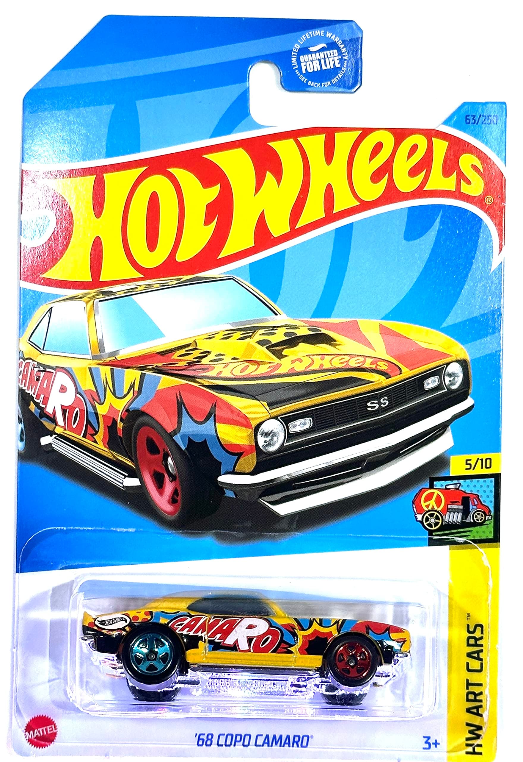 COPO Camaro - '68 - Yellow - HW Art Cars 5/10-2023 - Mint/NrMint - Ships Bubble Wrapped in a Correct Size Box