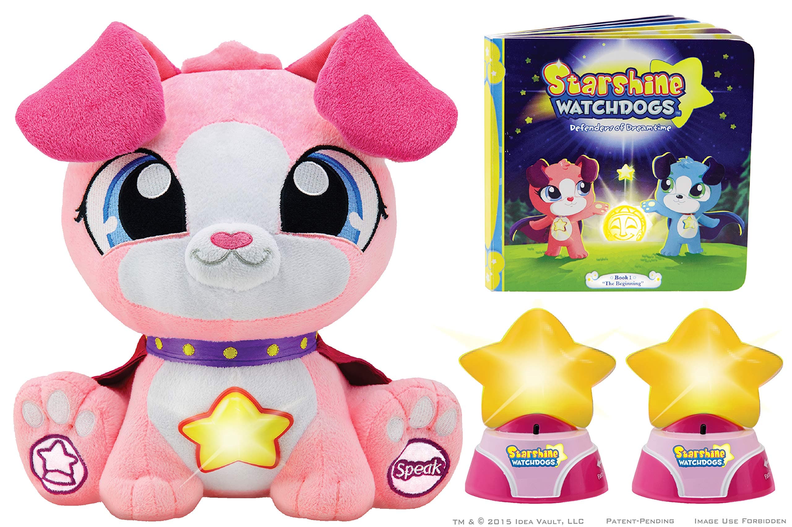 Skye Night Light Talking Stuffed Animal Sleep Toy, Soothing Remote Control Children's Nightlights, Comforting Phrases, Calming Story Book. 4pc Set. Plus Free Coloring Pages! Pink