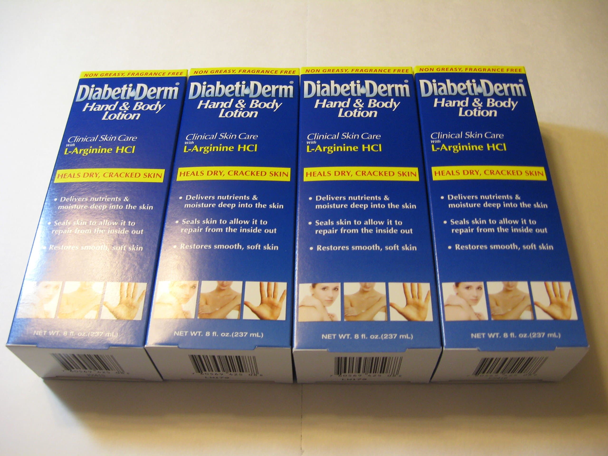 4 Pack DiabetiDerm Diabeti Derm Hand & Body Lotion w/L-Arginine HCl 8 OZ
