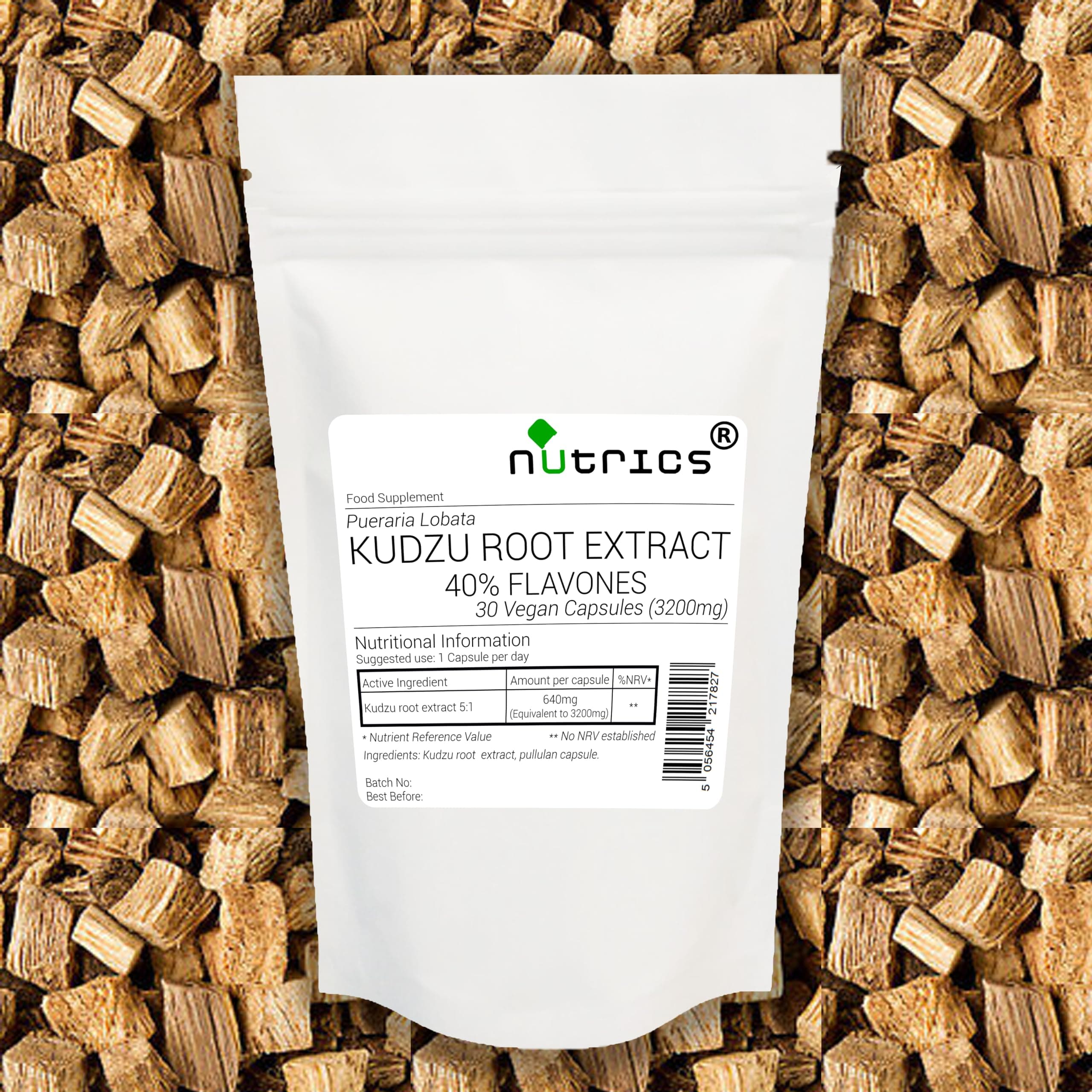 3200mg (per Capsule) KUDZU Root Extract 40% Flavones 30 V Capsules (1 Month Supply) Pueraria lobata Aqueous Extract Strong Effective Dose - Vegan Vegetarian Dietary Supplement