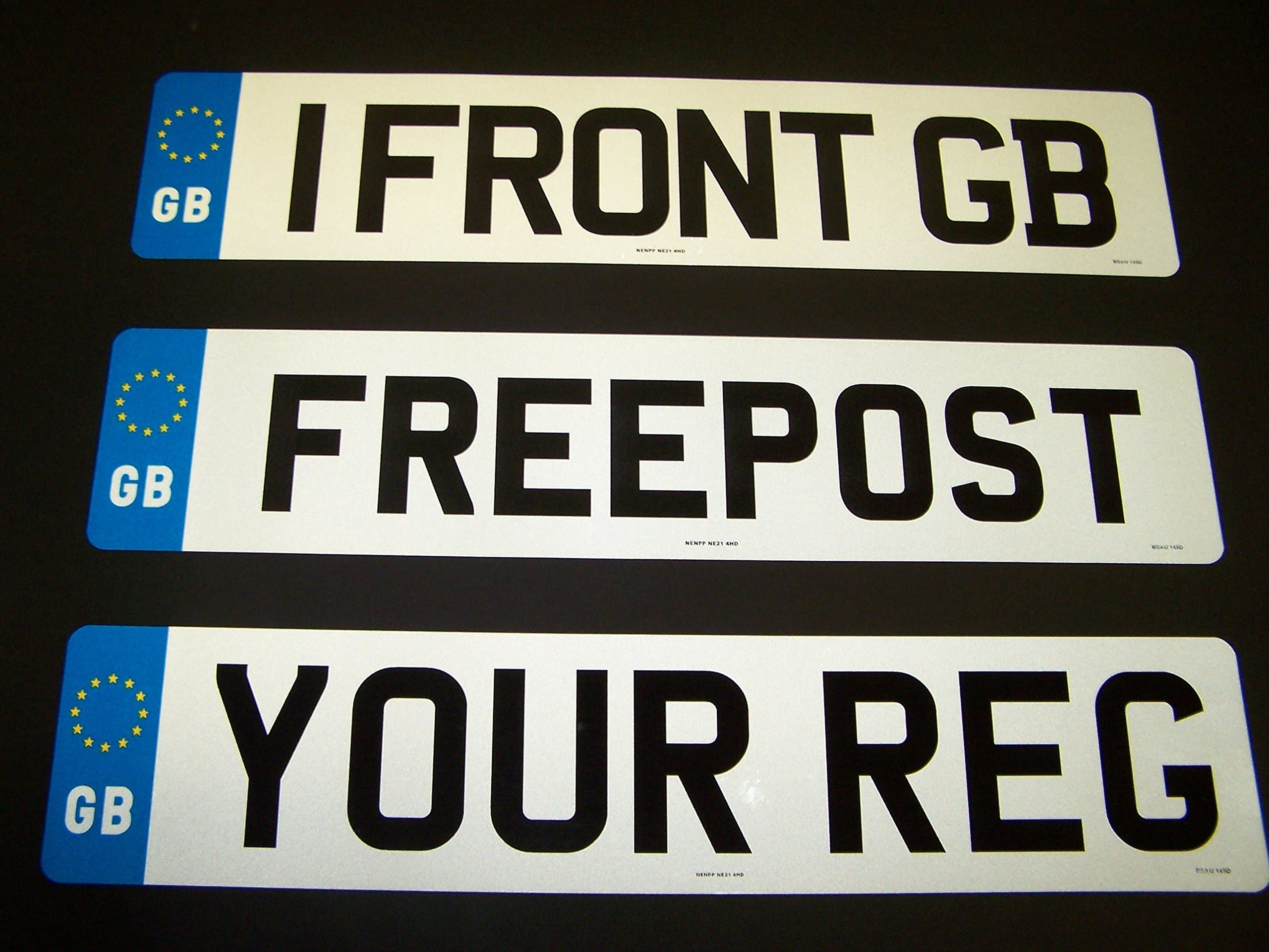 CAR NUMBER PLATES, 1 x GB FRONT REGISTRATION PLATE FREE POST FREE FIXINGS