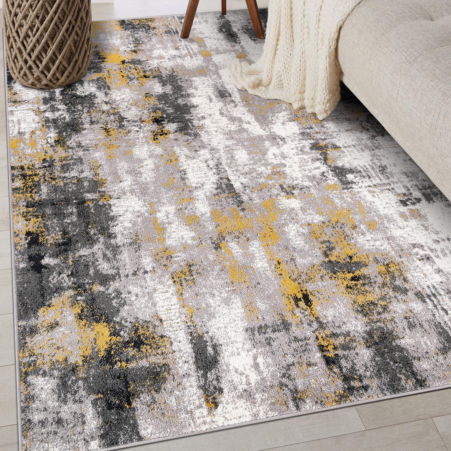 RugshopTralee Modern Abstract Stain Resistant Area Rug 7'10" x 10' Yellow