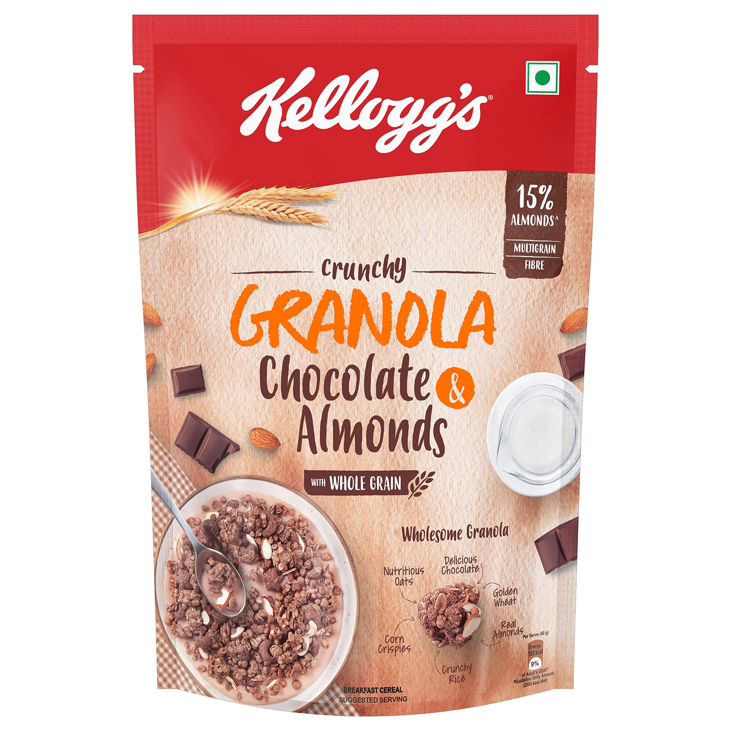 Kellogg's Crunchy Granola Chocolate & Almond |Muesli |Power Breakfast | 450g