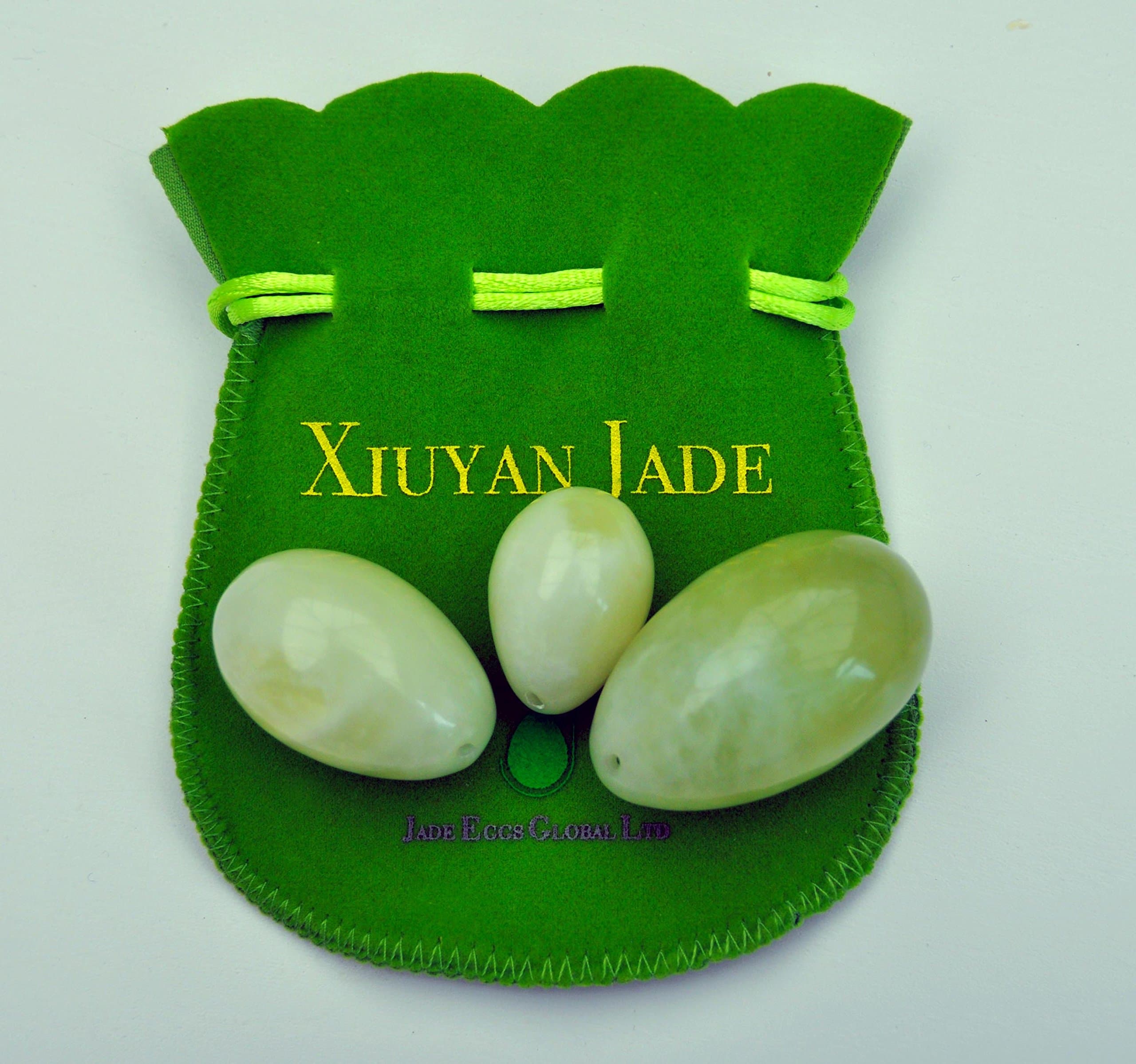 Jade Eggs Set Of Three With Velvet Pouch With Instructions Included
