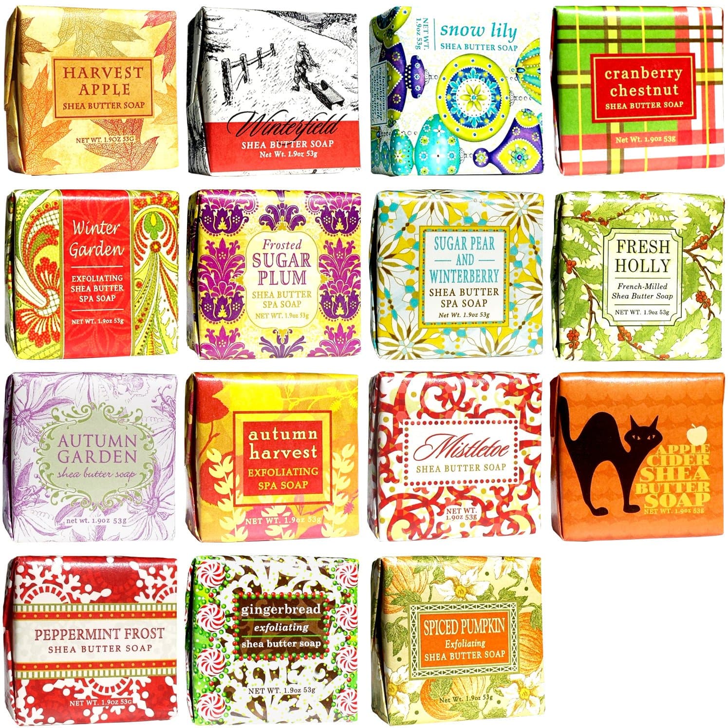 Greenwich Bay Trading Company Fall & Winter Soap Sampler 15 pack of 1.9oz bars - Bundle 15 items