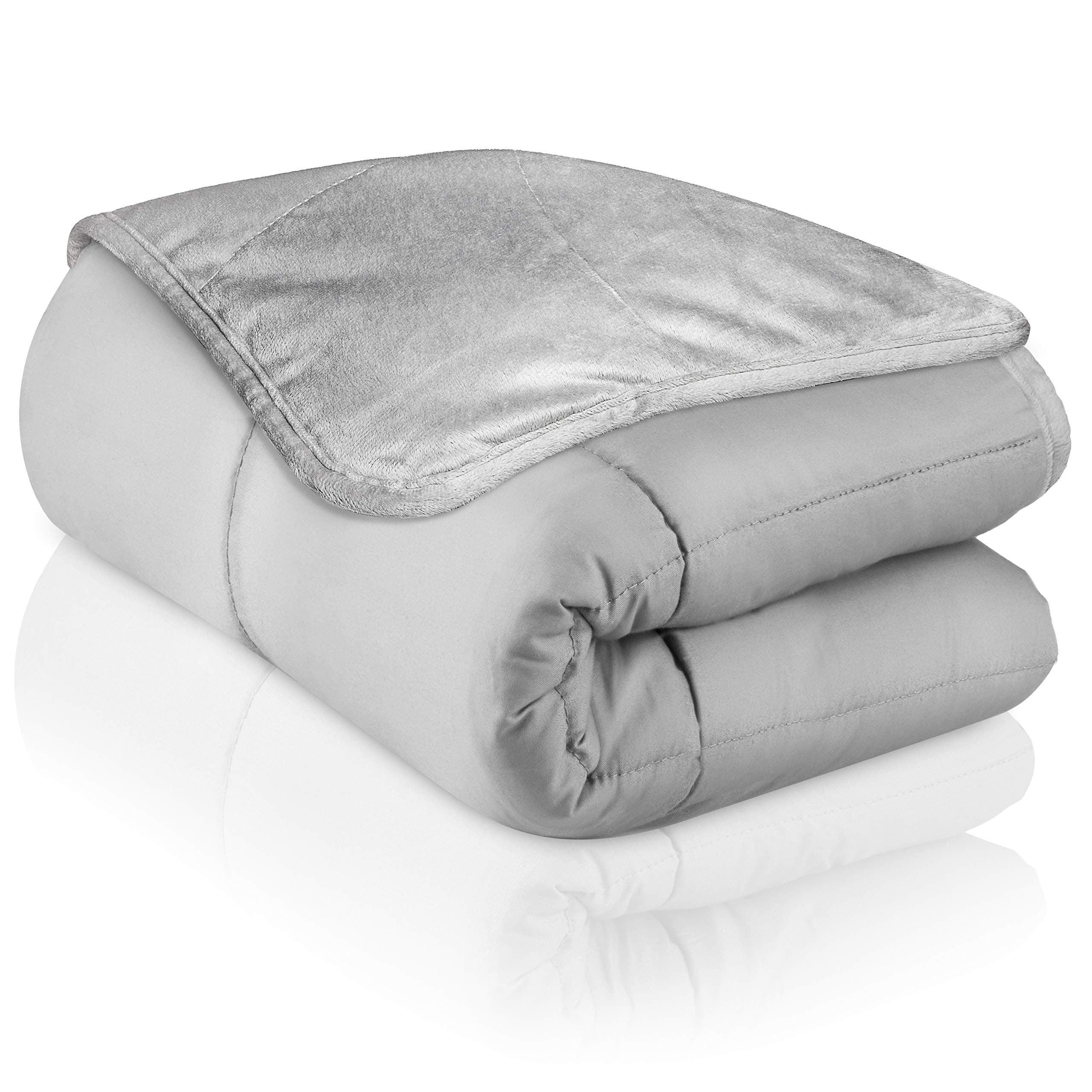 Carma Premium Soft Weighted Blanket Adult 15lbs, Heavy Blanket for Adults and Teens | College Dorm Room Essentials | Dual Side Minky Plush Bottom with Glass Beads 48×72"