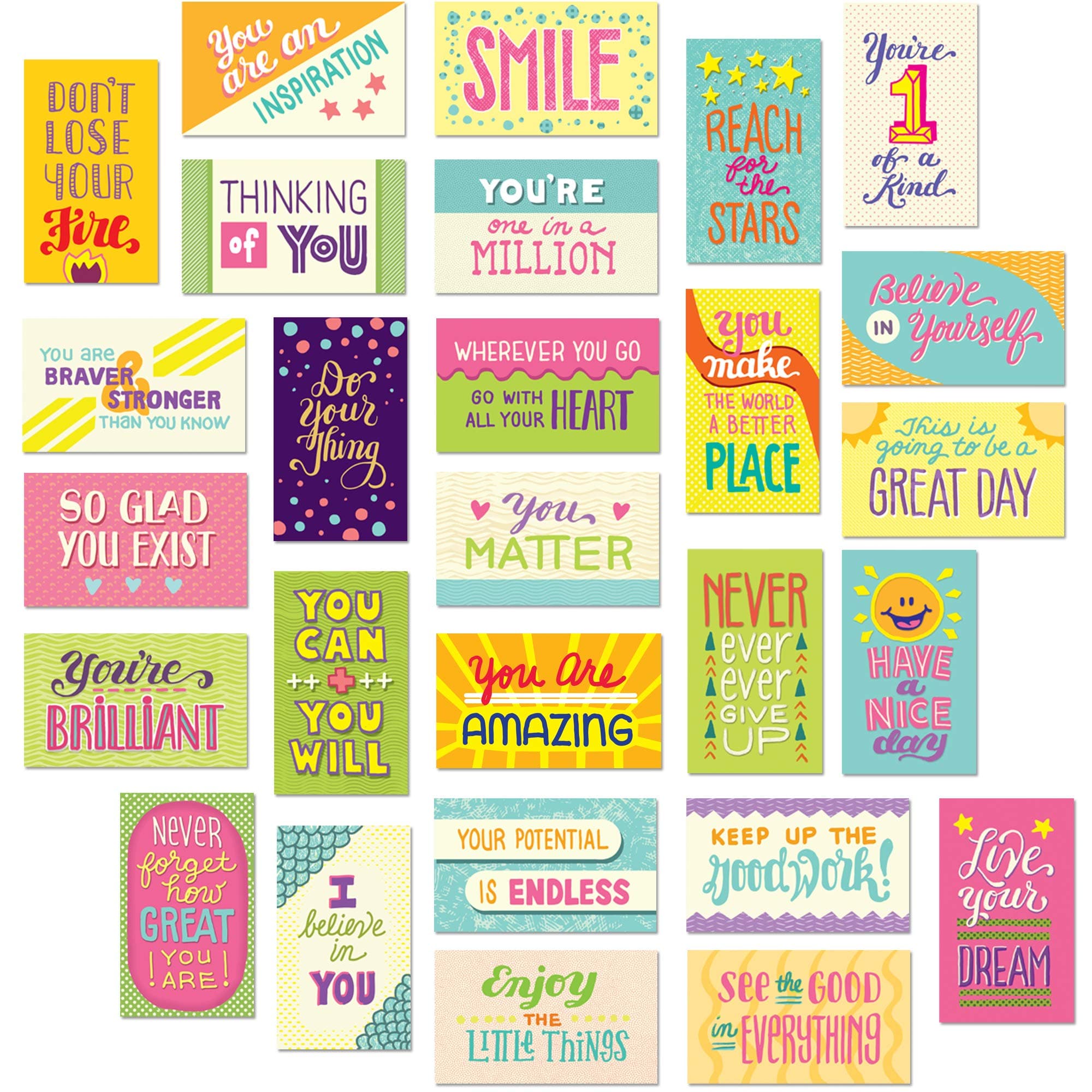 Youngever 300 Pack Motivational Quote Cards, Encouragement Cards, Appreciation Cards, 100 Unique Inspirational Designs Cards, Business Card Sized
