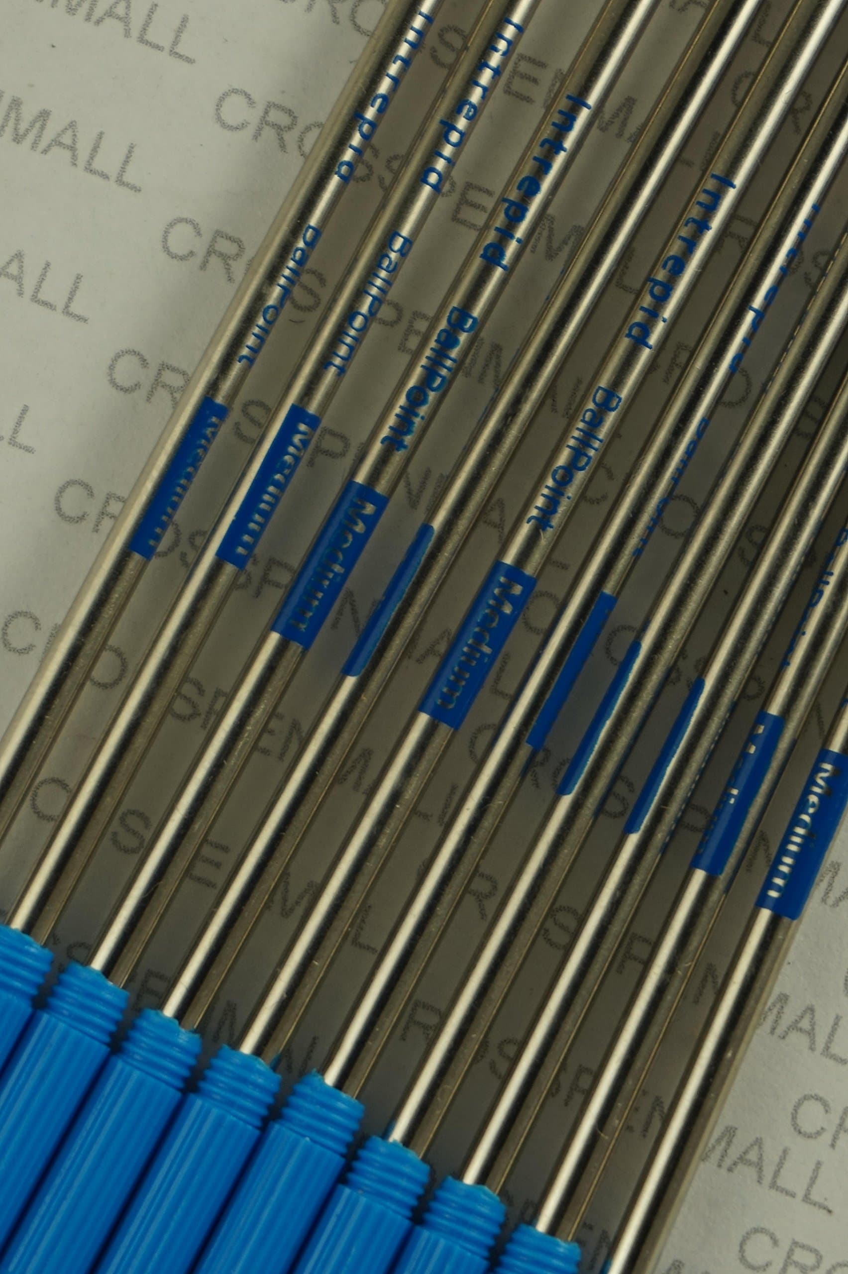 10 Genuine Intrepid Medium Ballpoint Refills for Cross Ballpoint Pens. Comes in Sealed Pack (Bulk Pack). (Blue)