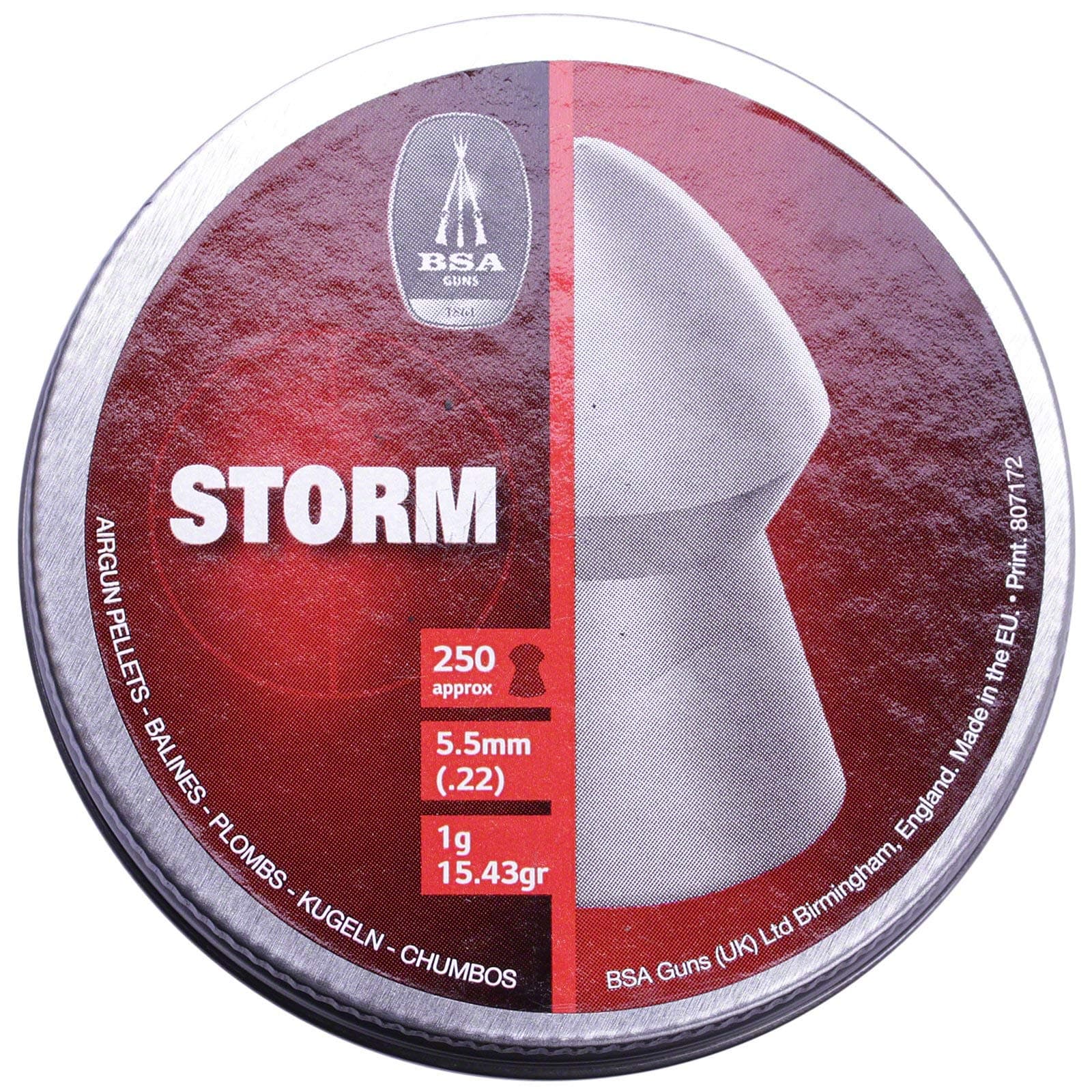 BSA Storm .22 5.5mm 250 Round Head .22 Air Rifle Gun Pellets Hunting Pest Control