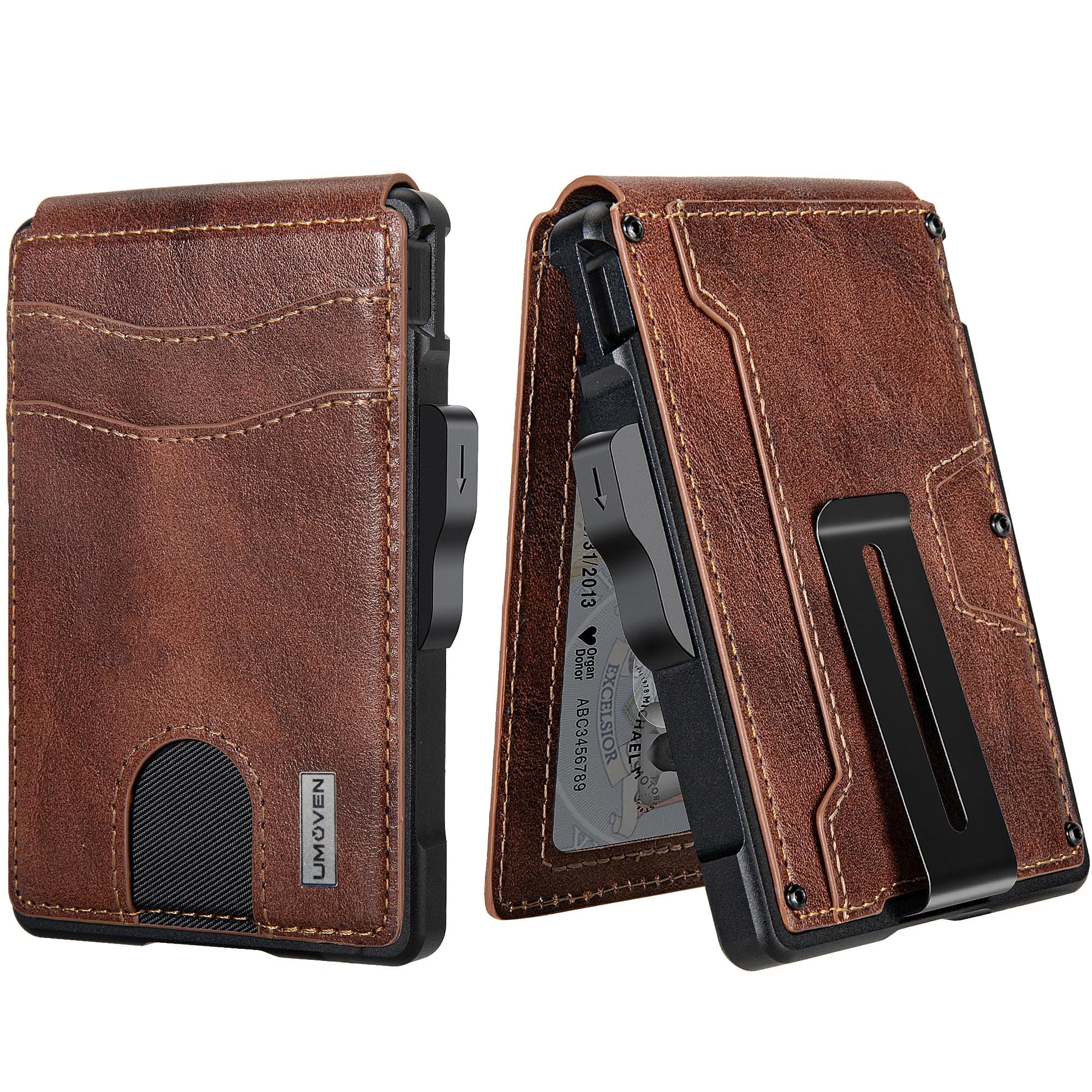 Wallet for Men - with Money Clip Slim Leather Slots Credit Card Holder RFID Blocking Bifold Minimalist Wallet
