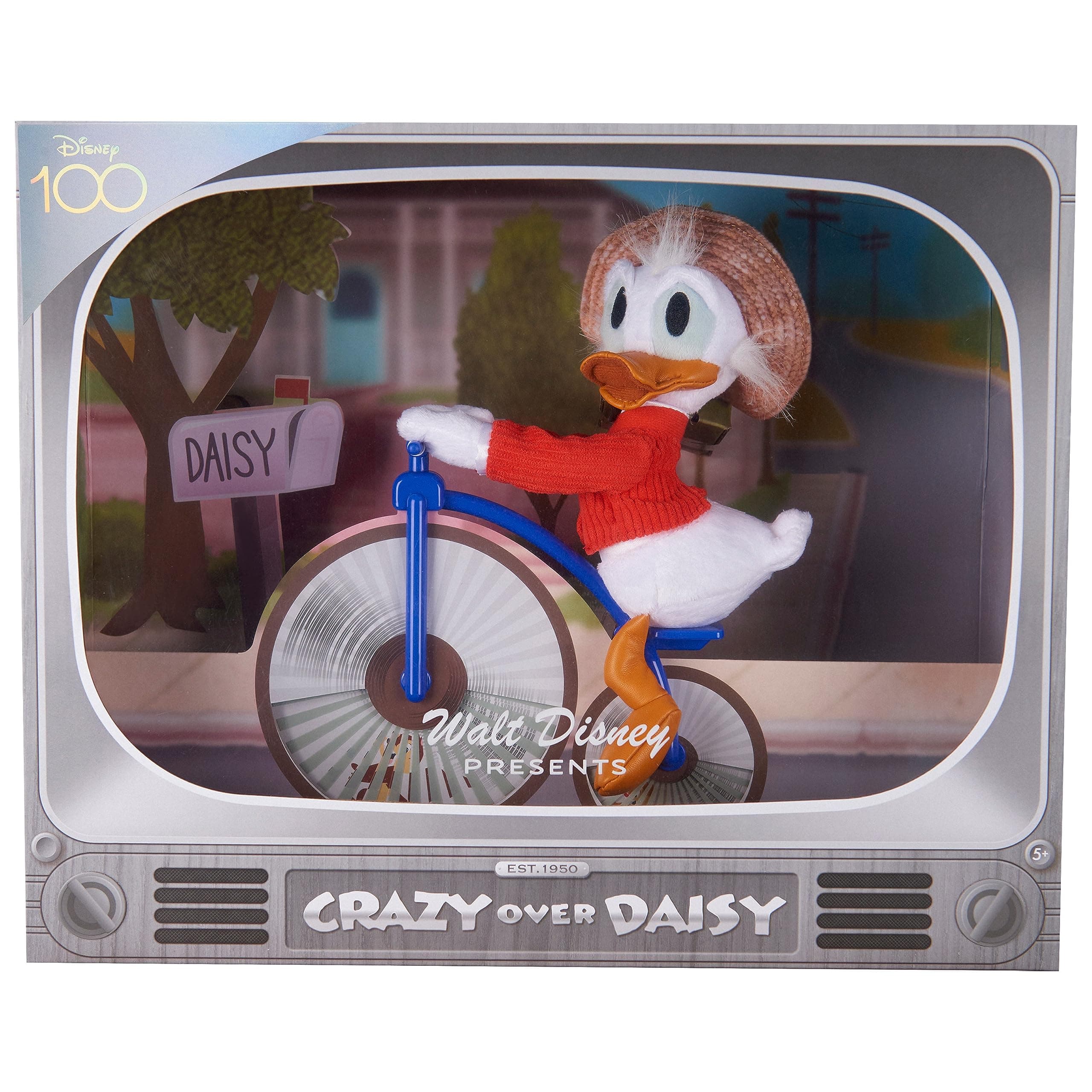 Just Play Disney100 Years of Wonder Walt Disney Presents “Crazy Over Daisy” Donald Duck Collectible Plush Stuffed Animal, Officially Licensed Kids Toys for Ages 5 Up, Amazon Exclusive