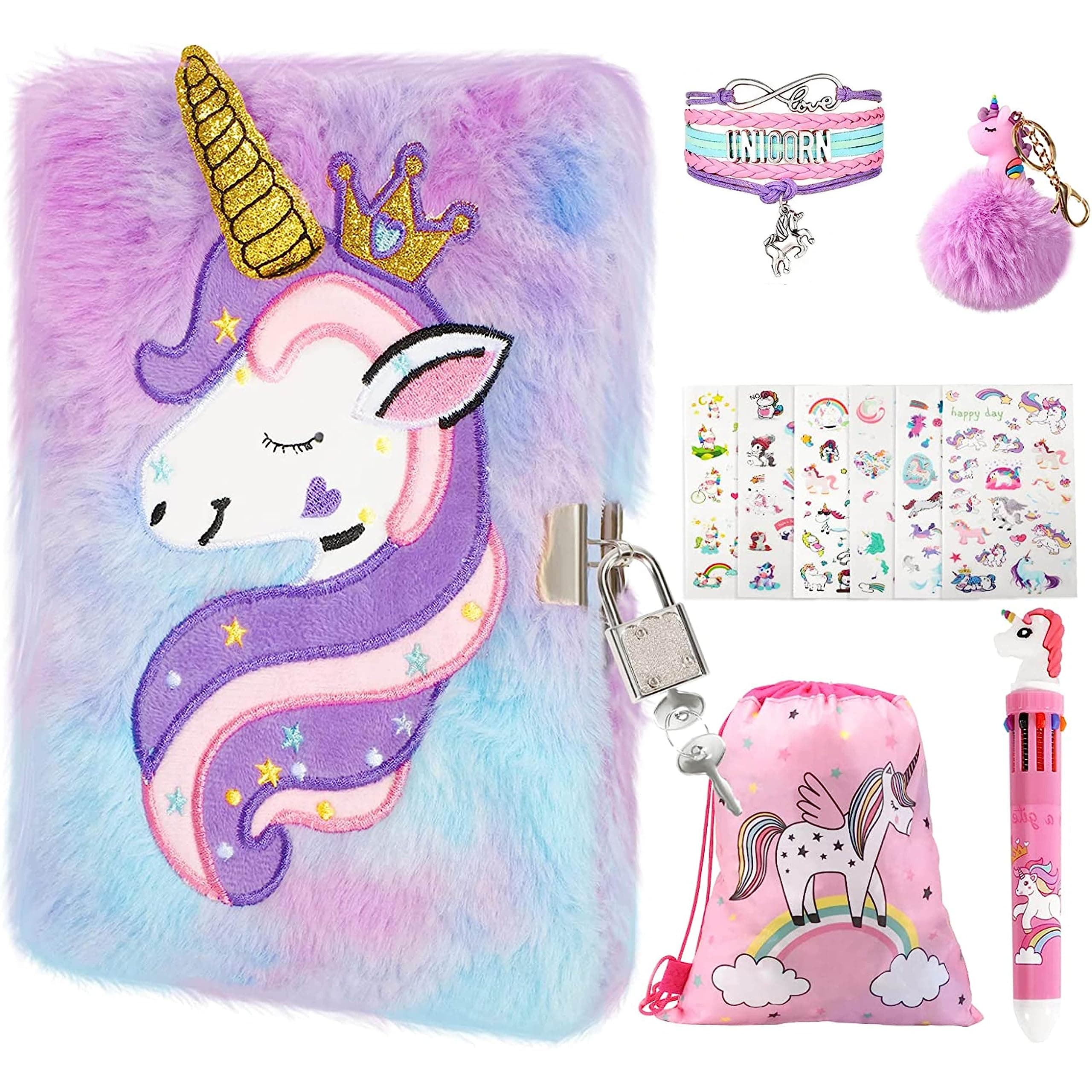 genericWIKKI Unicorn Secret Diary for Girls, Kids Stationary Sets Girls with Lock and Pen Gift 6-13 Year Old Notebooks