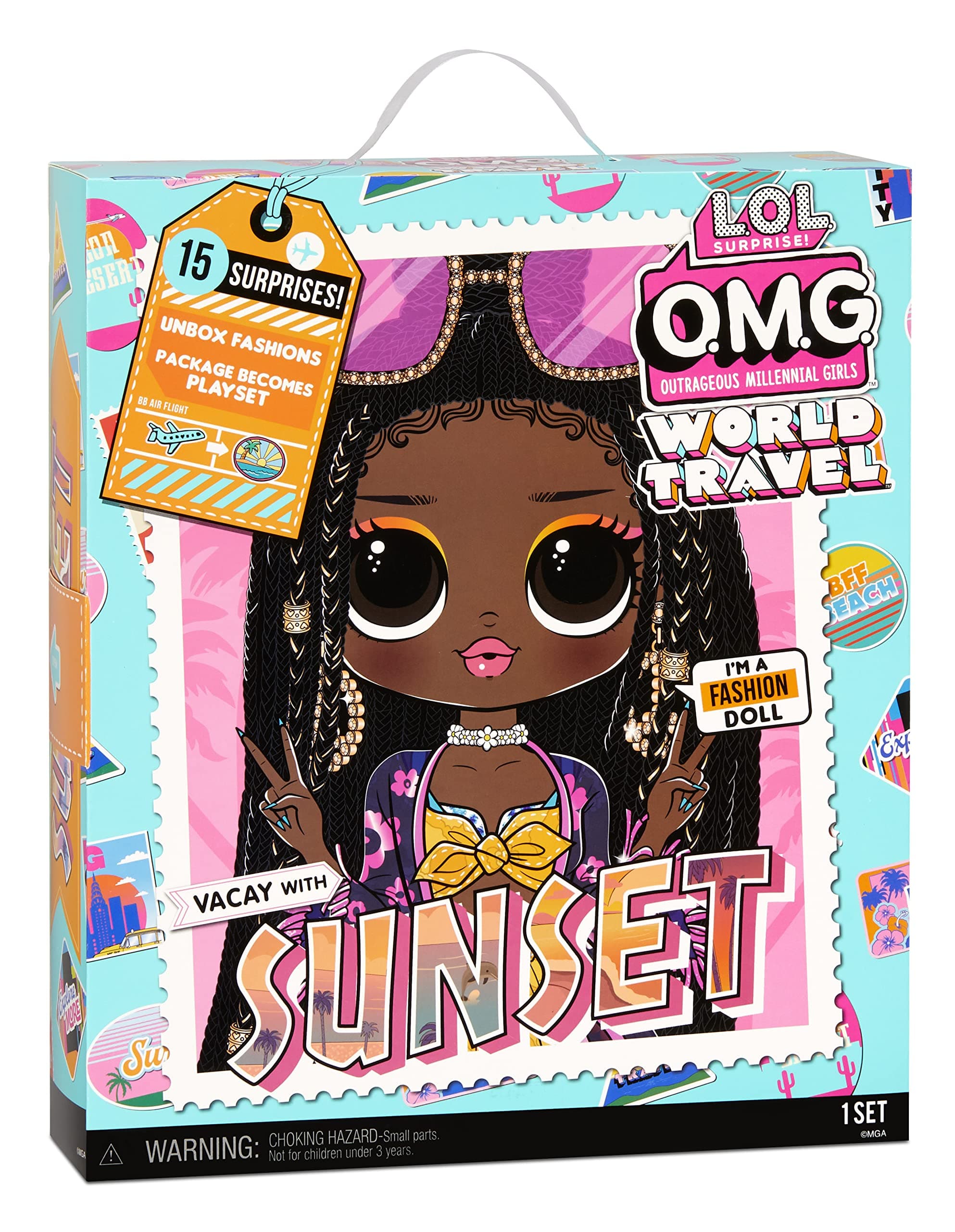 L.O.L. Surprise! 576570EUC LOL OMG World Fashion Doll-Sunset-with 15 Surprises Including Outfit, Shoes, Travel Accessories and More-Reusable Packaging Playset-Collectable for Boys and Girls Age 4+