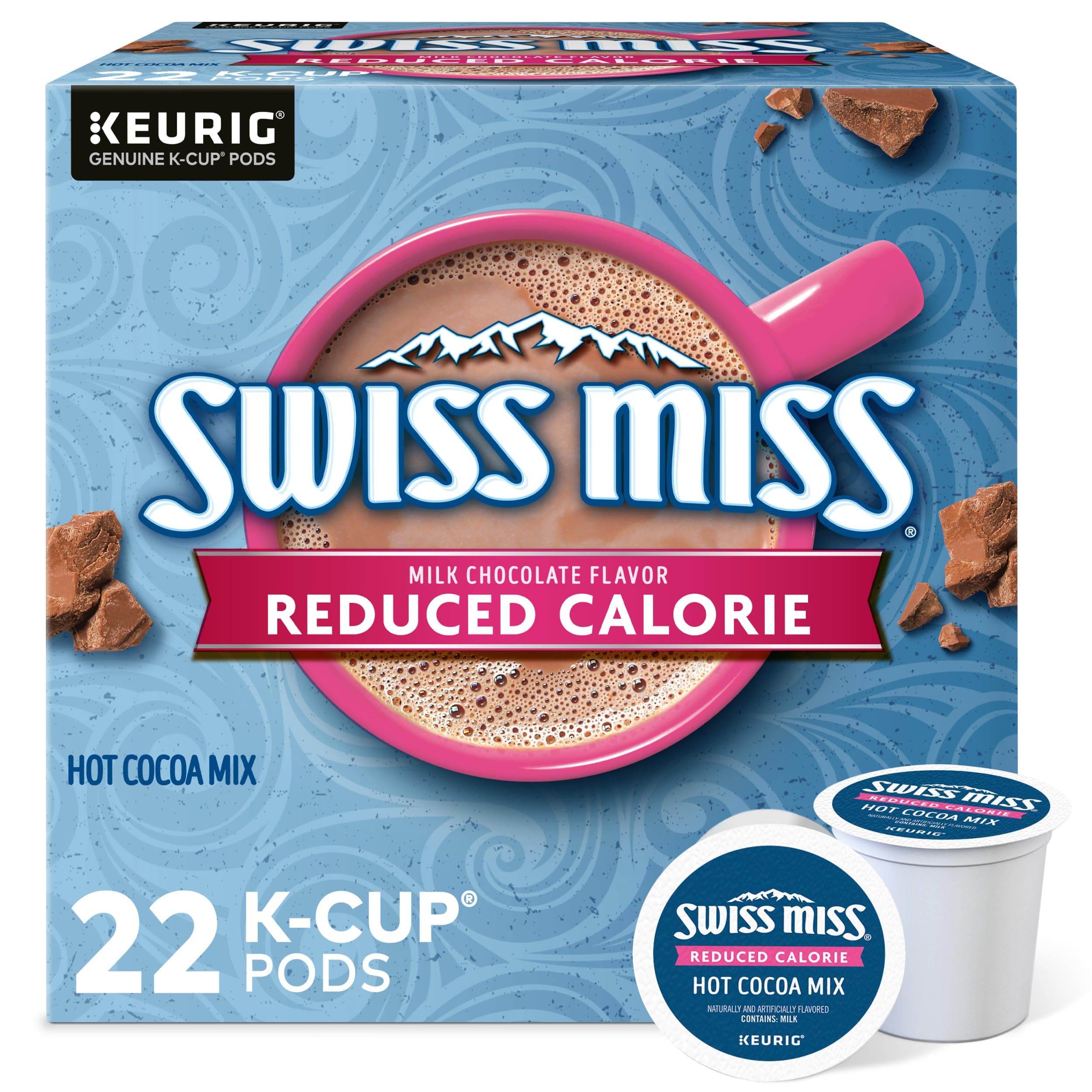 Swiss Miss Hot Cocoa Single-Serve K-Cup, Reduced Calorie, Box of 22