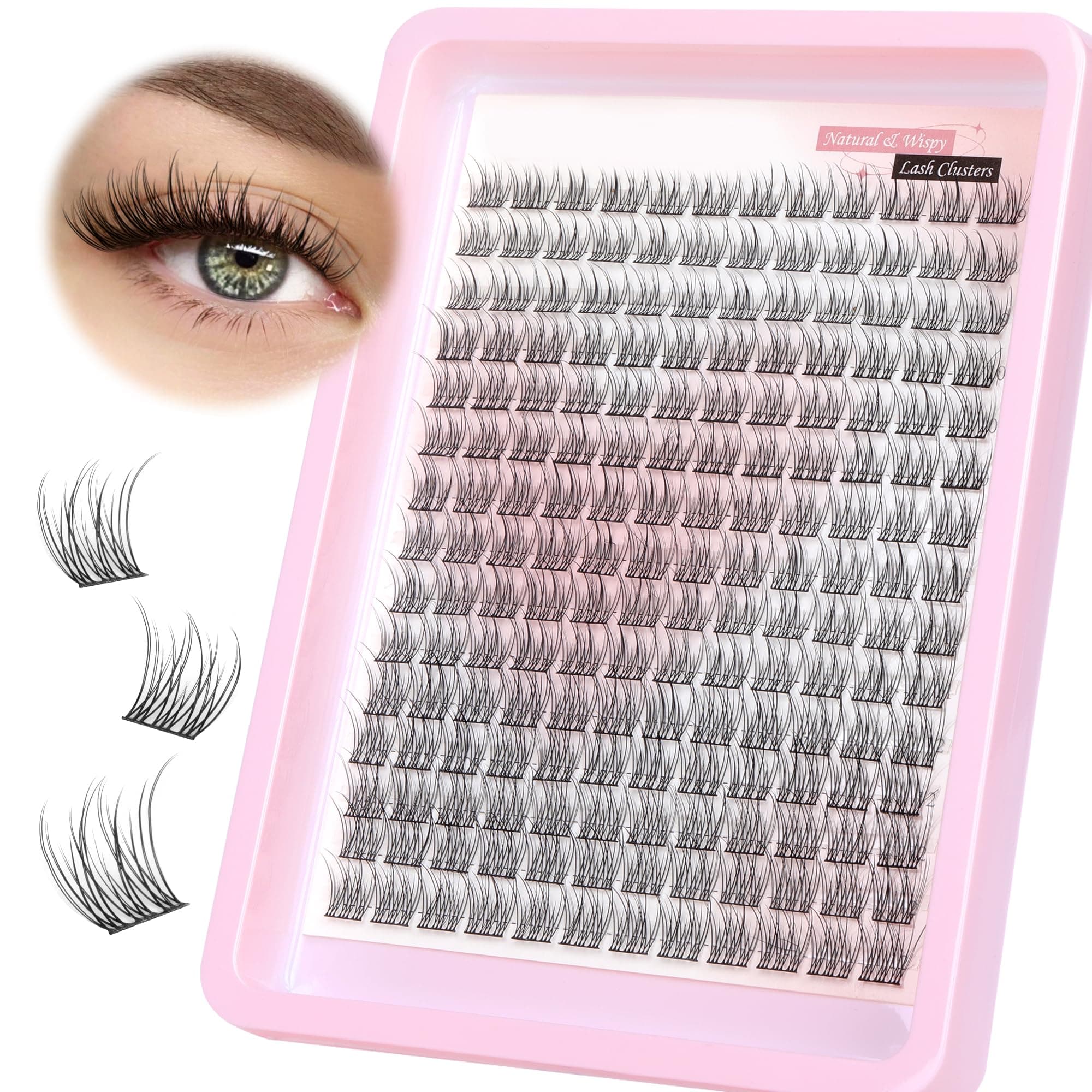 Wispy Cluster Lashes Natural Individual Eyelashes 180Pcs 9-12MM Lashes Individual Cluster Short Wispy C Curl Eyelash Clusters 9-12MM Super Thin Band Eyelashes