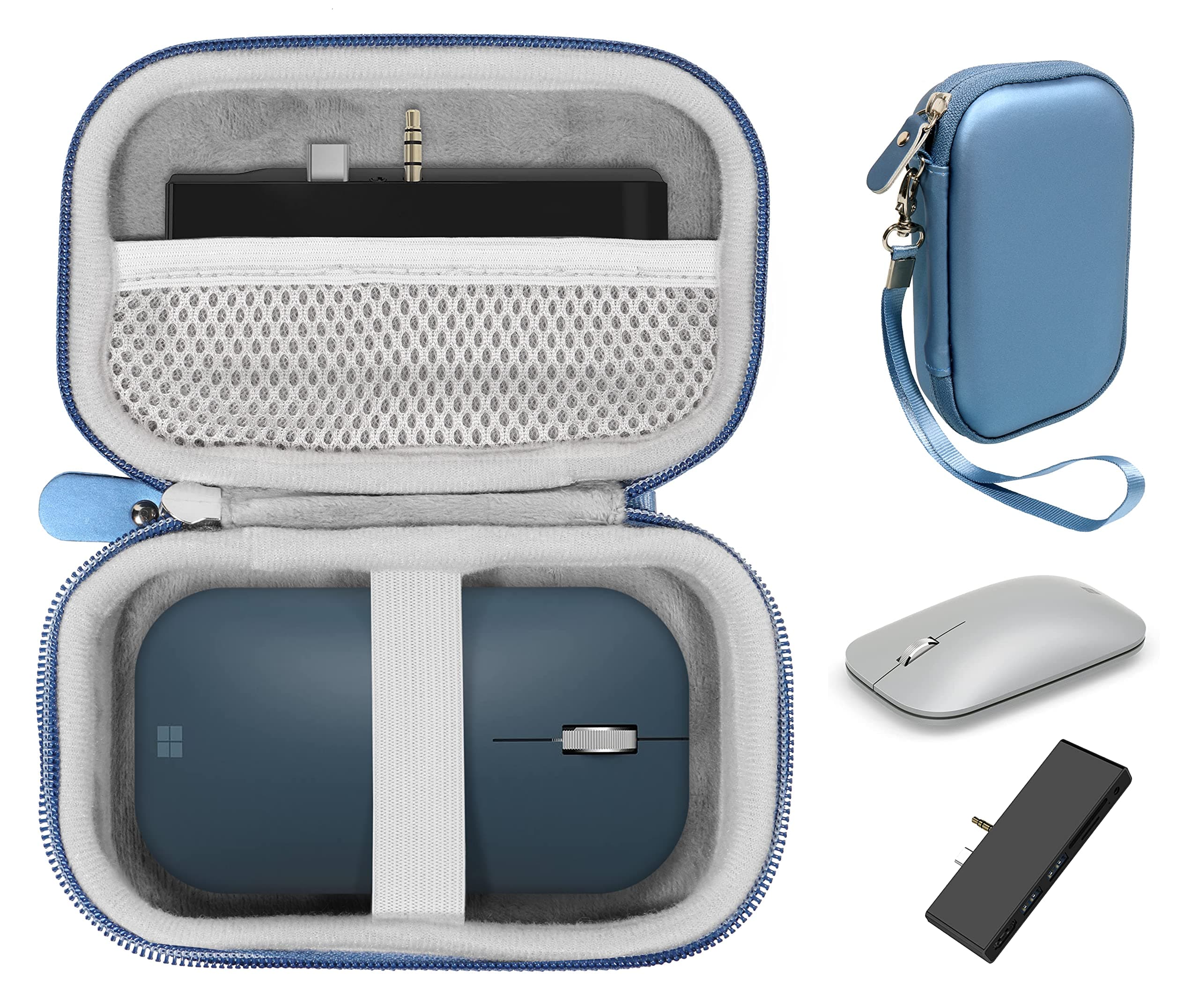 GETGEARAccessories case for Microsoft Surface Mouse, Arc Mouse, Surface Dock Station, Surface Go USB C hub, lso for USB C, Type C Hub Adapter, Docking Station, Multiport Adapter (Blue)