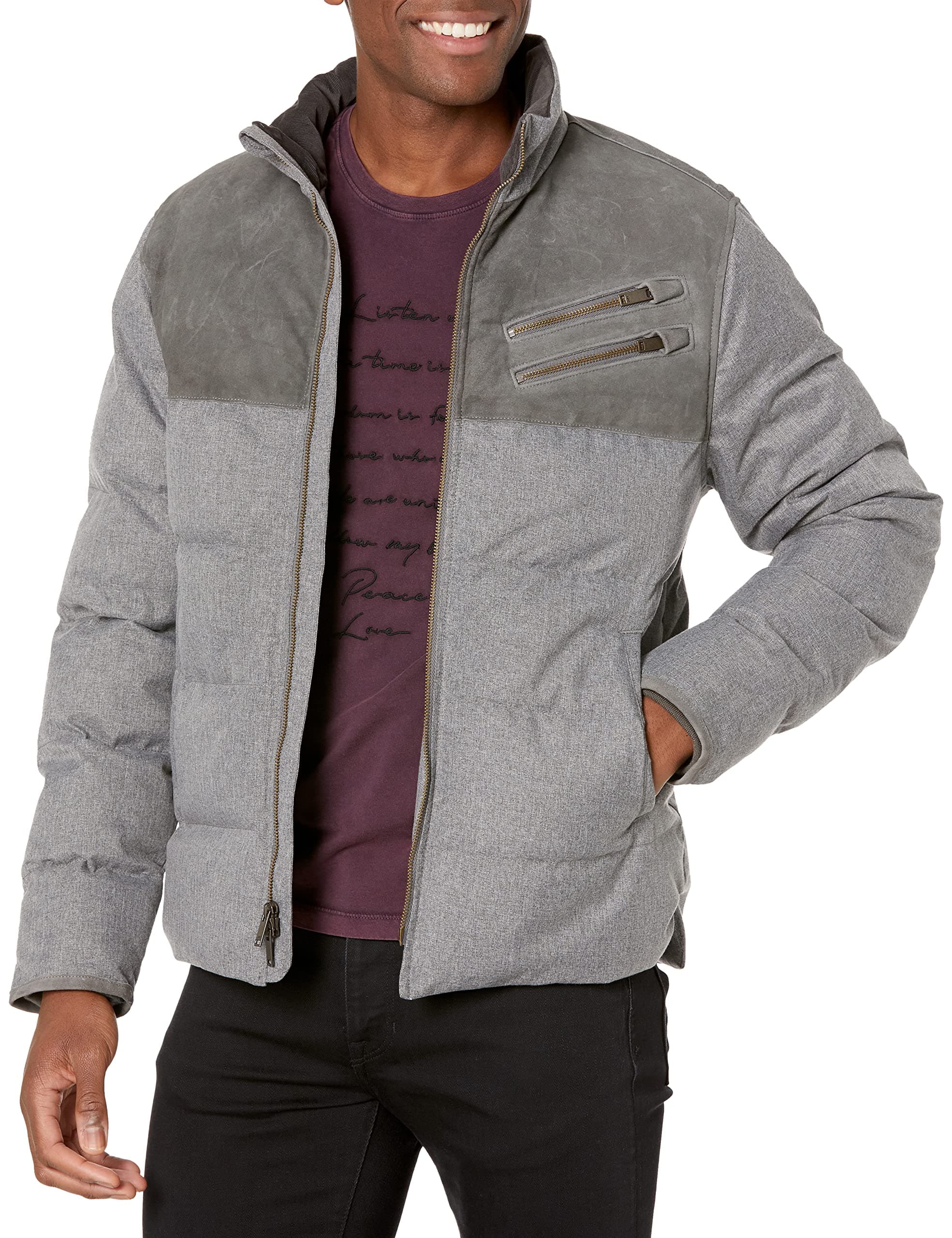 mens John Varvatos Stephen Puffer Jacket Water Repellent, Zipper Clo Jacket