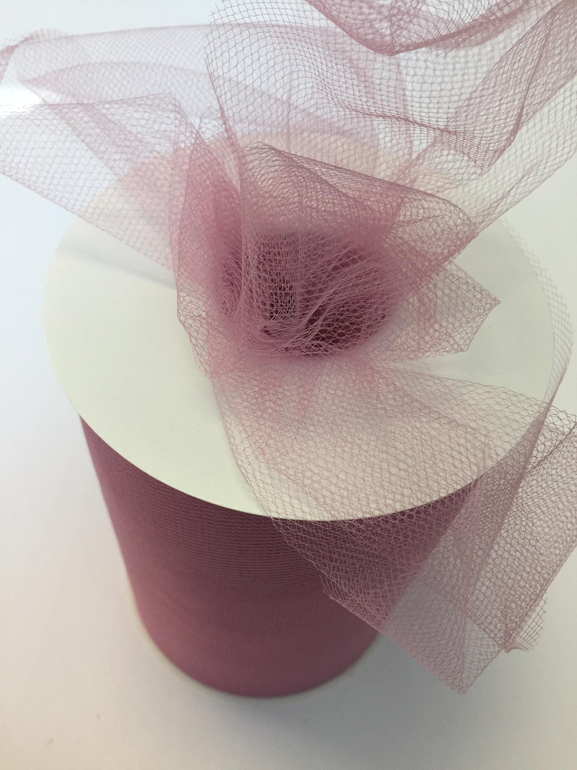 Tulle Fabric Spool/Roll 6 inch x 100 yards (300 feet), 34 Colors Available, On Sale Now! (rosy mauve)