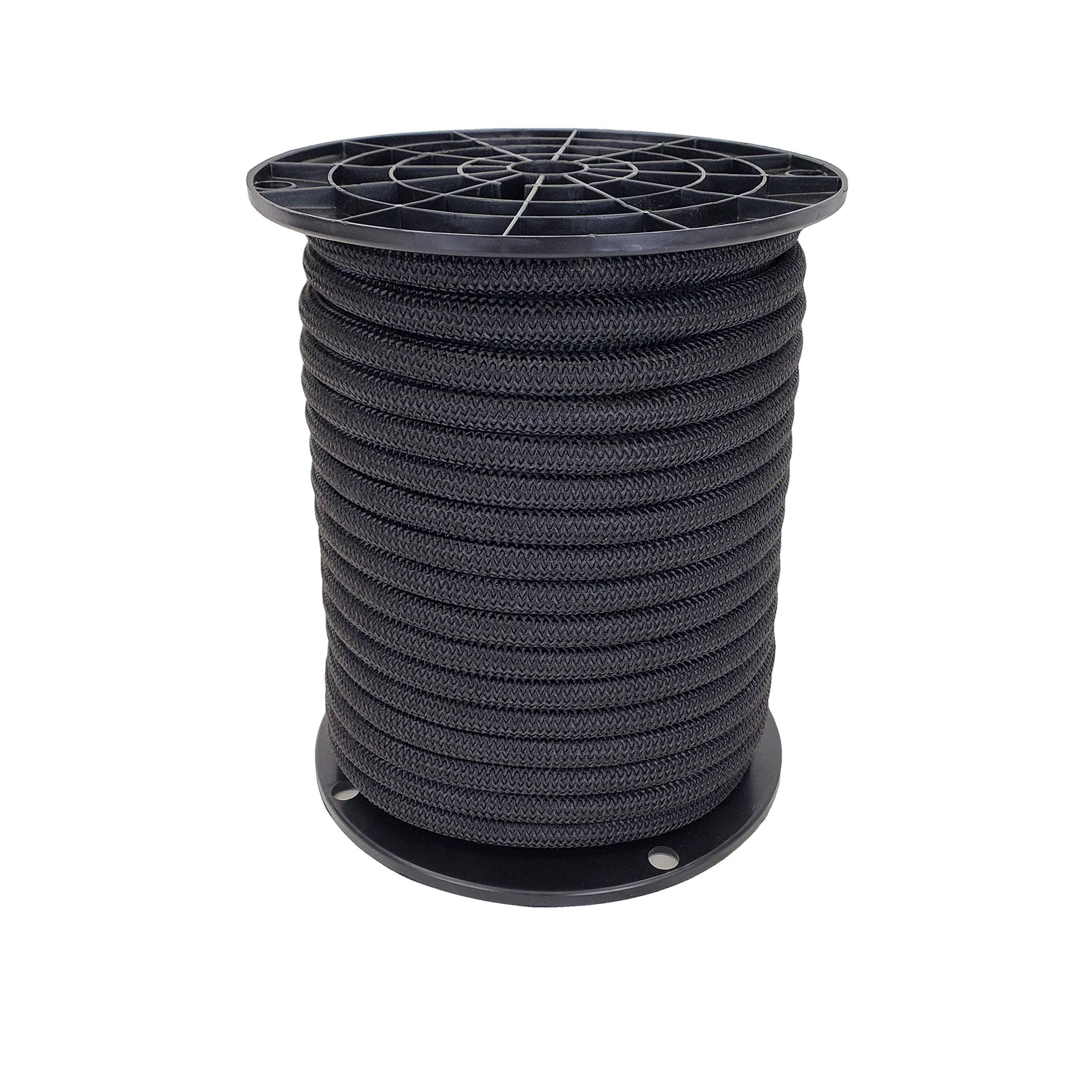 3/8 inch Black Polyester Bungee/Shock Cord - 100 Foot Spool | Marine Grade - High UV and Abrasion Resistance