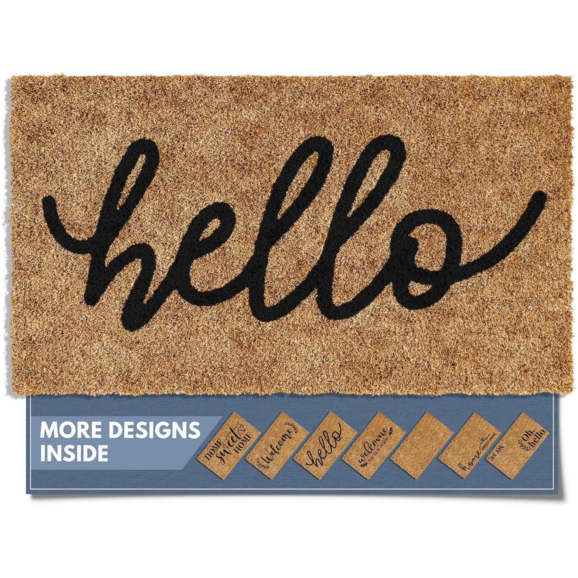 Doormat Welcome Mat for Outdoors, Large Front Door Entrance Mat, Brown (Hello, 30x17)