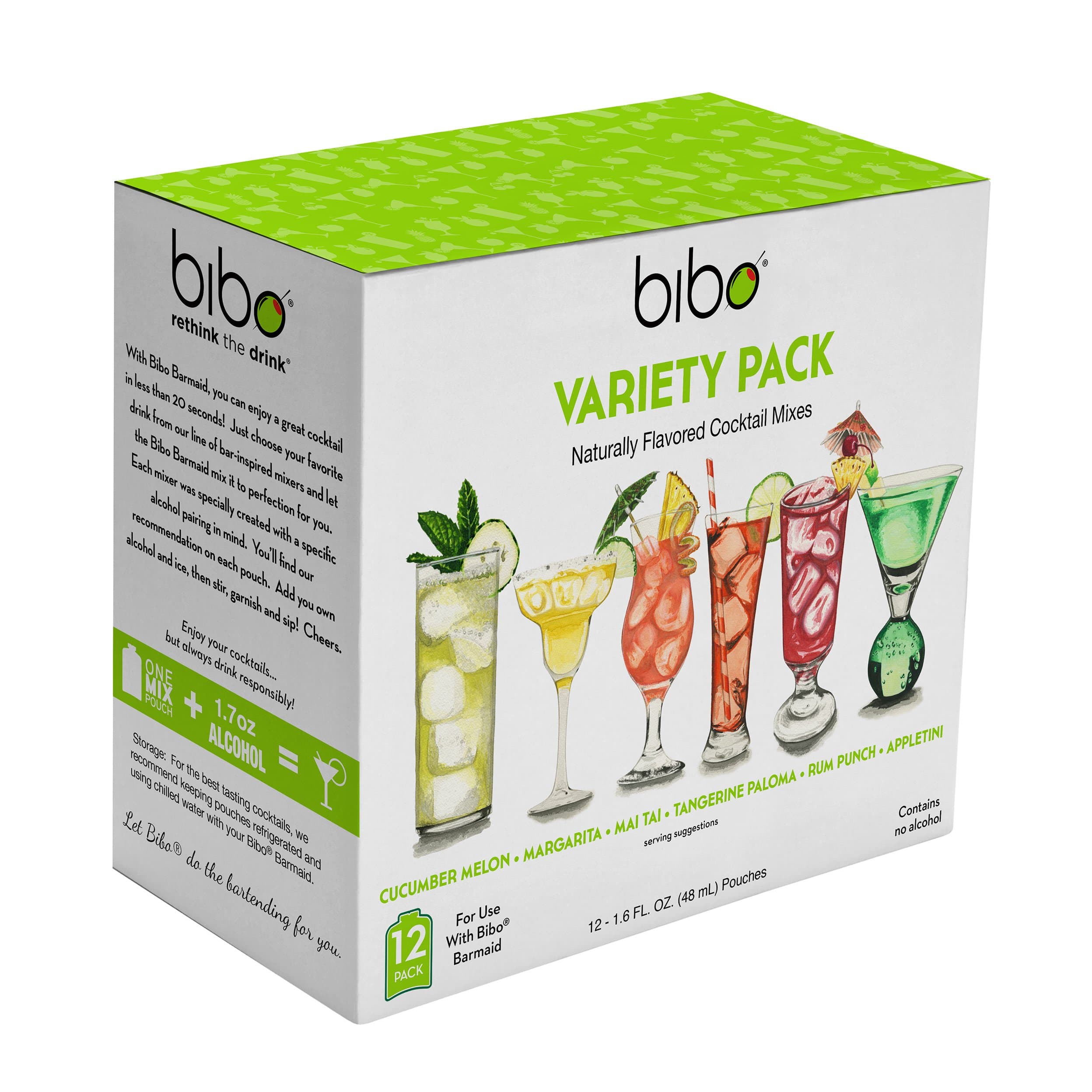 Bibo Barmaid System, Rethink The Drink (Cocktail Mix 12-pack, Assorted Flavors)