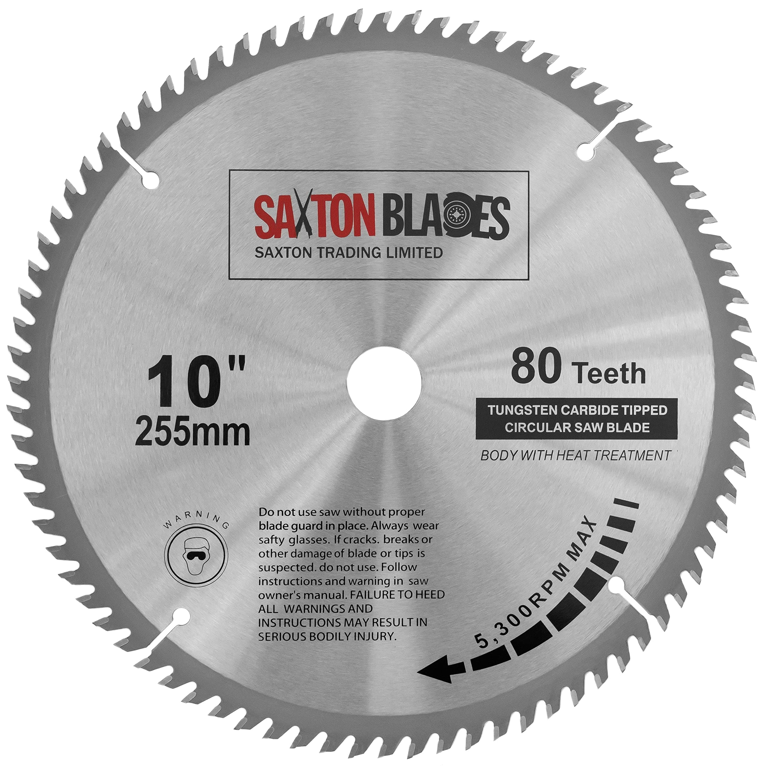 Saxton TCT Circular Wood Mitre Saw Blade 255mm x 80T x 25.4mm Bore fits Evolution Rage Saws