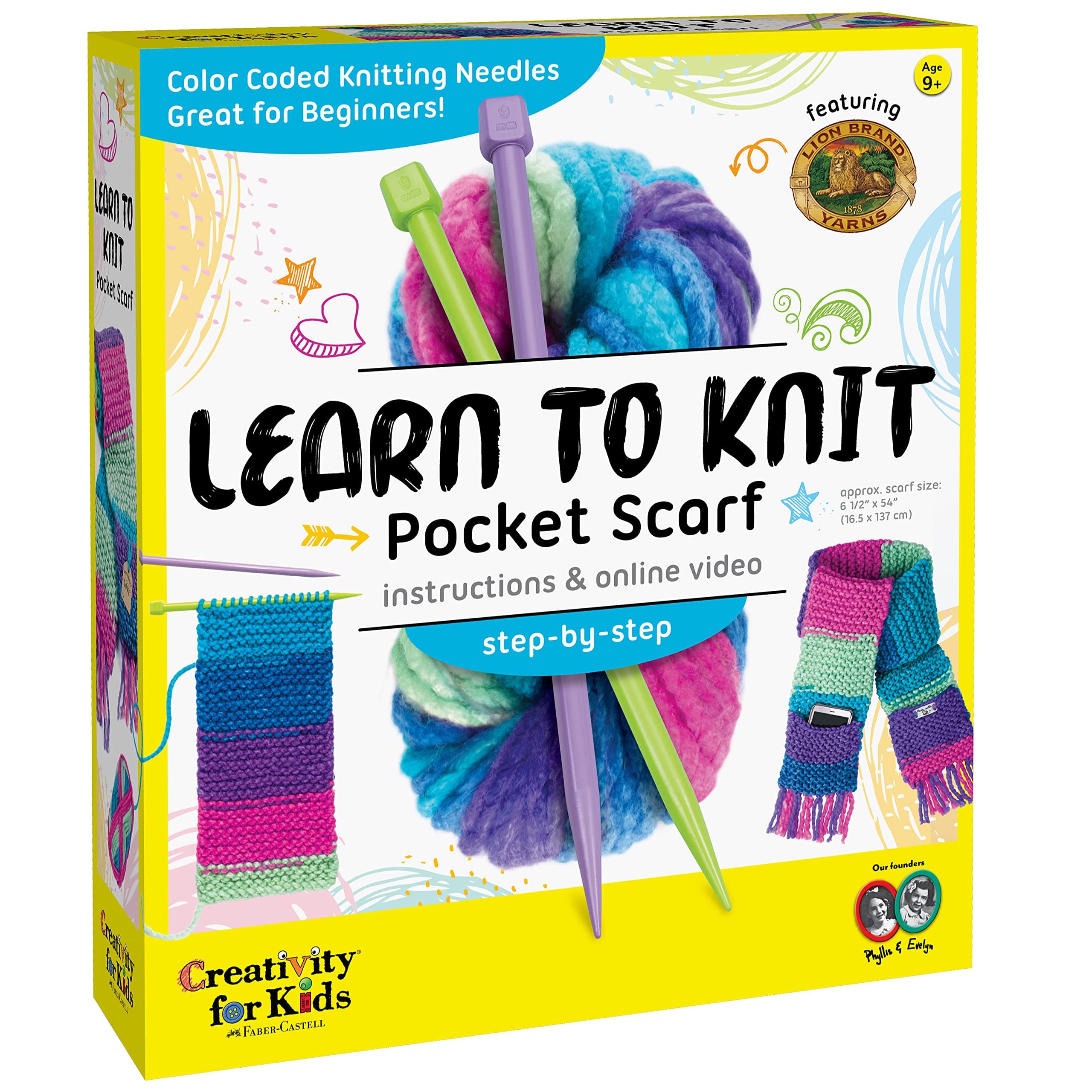 Creativity for Kids Learn to Knitting Pocket Scarf - DIY Knitting Kit for Beginners, Kids Craft Kit