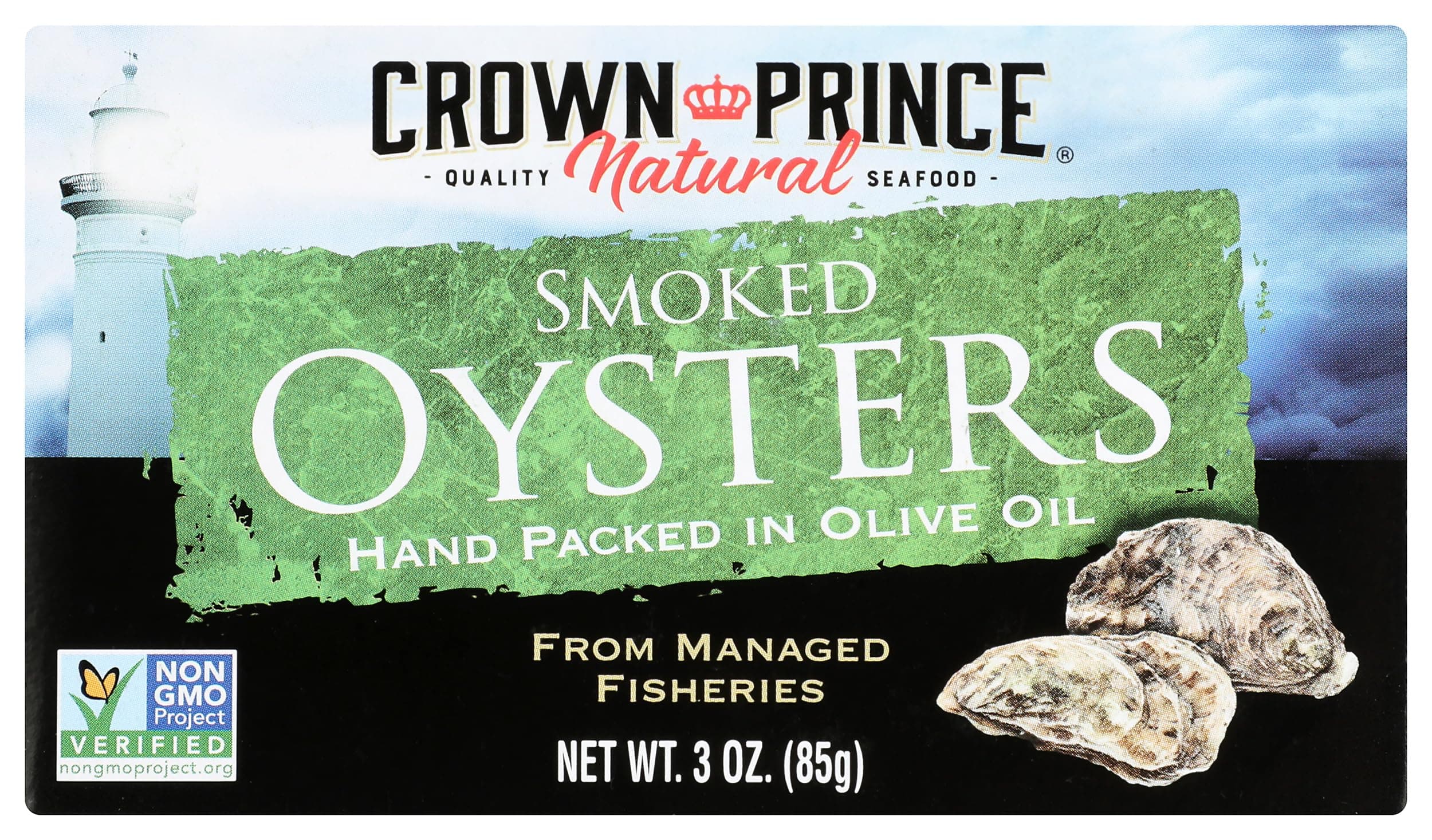 Crown Prince Natural Smoked Oysters in Pure Olive Oil, 3 Ounce