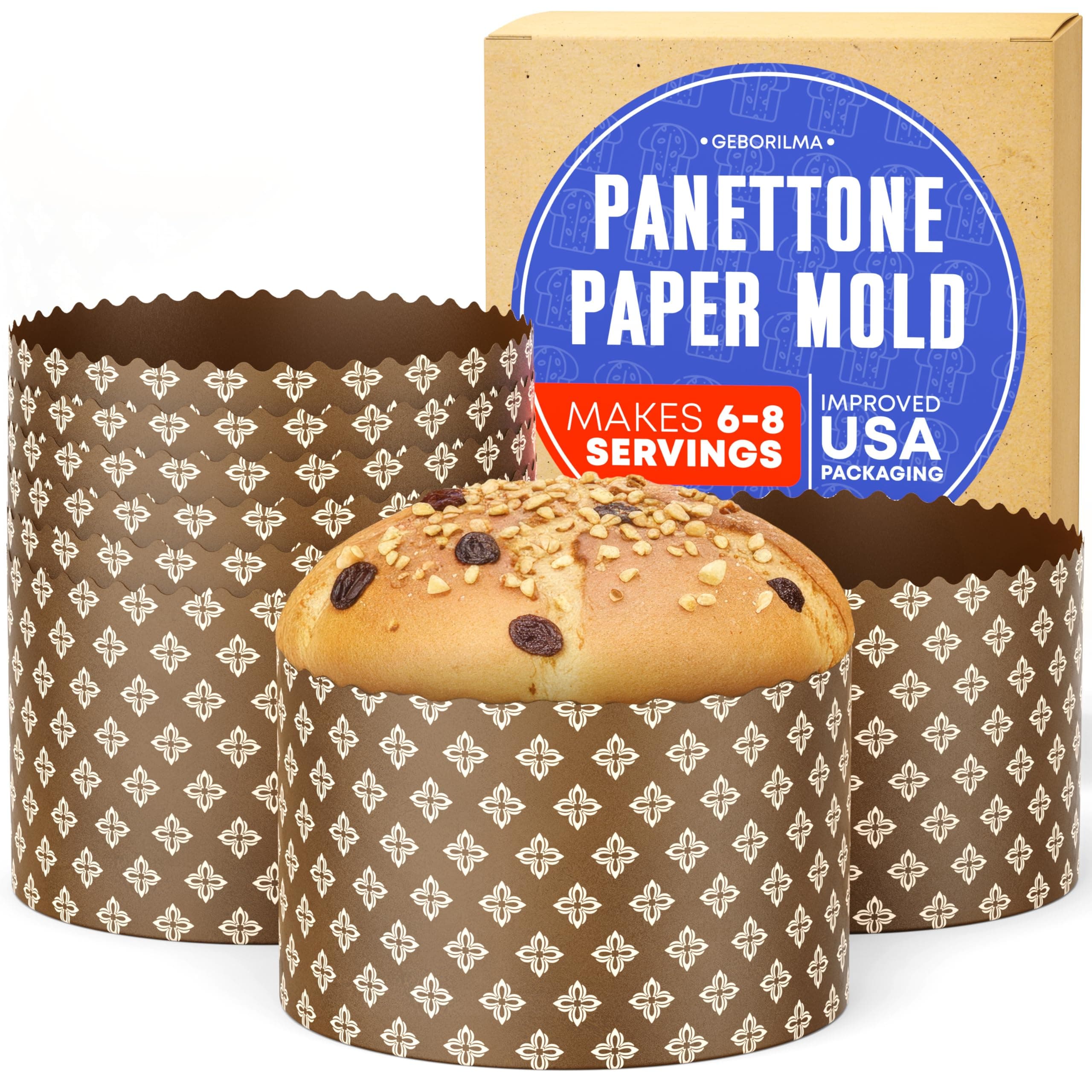 Premium Panettone Paper Mold Large - 24 oz Disposable Panettone Pan for Cake and Bread - 6 in Panettone Mold 700 g - Forms for Baking Paska and Kulich for Christmas 6 pack