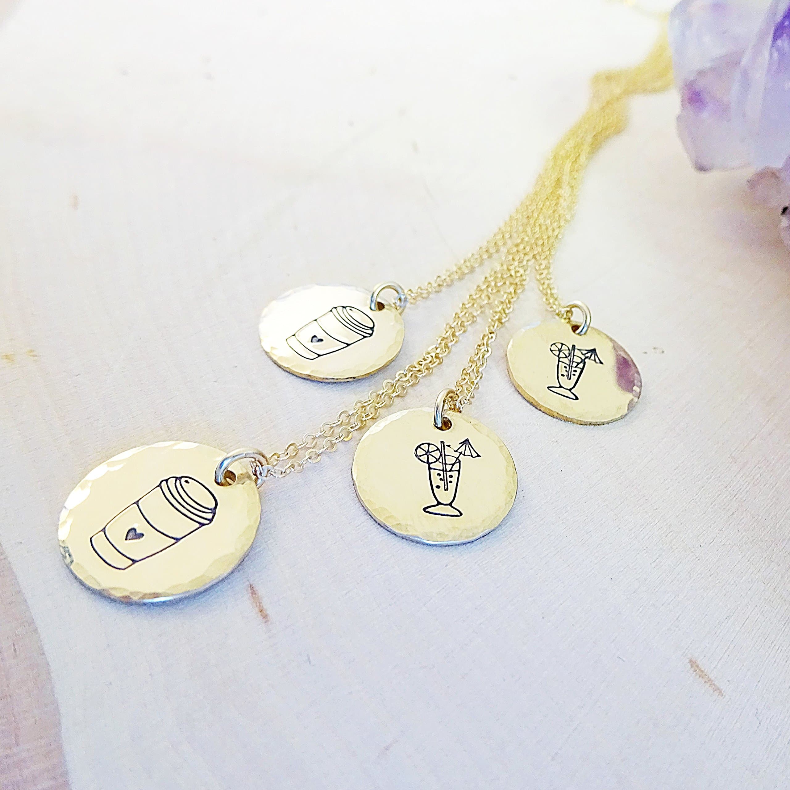 Coffee or Cocktails Charm Necklace for Best Friends Sisters Besties BFF Starbucks Drink wine Mom Friendship Jewelry Gift Set
