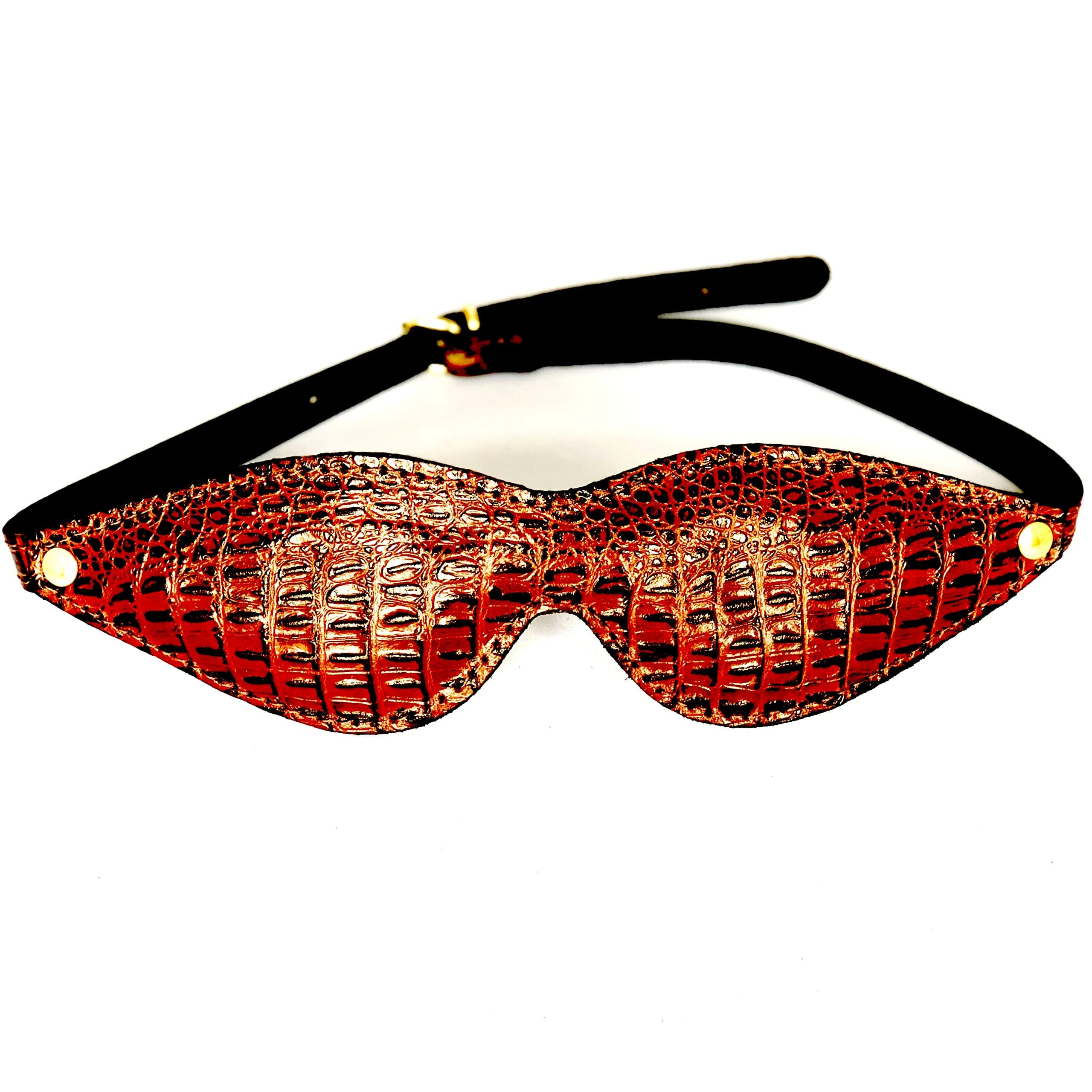 Slap Leather Brown Crocodile Print Leather Padded Blindfold