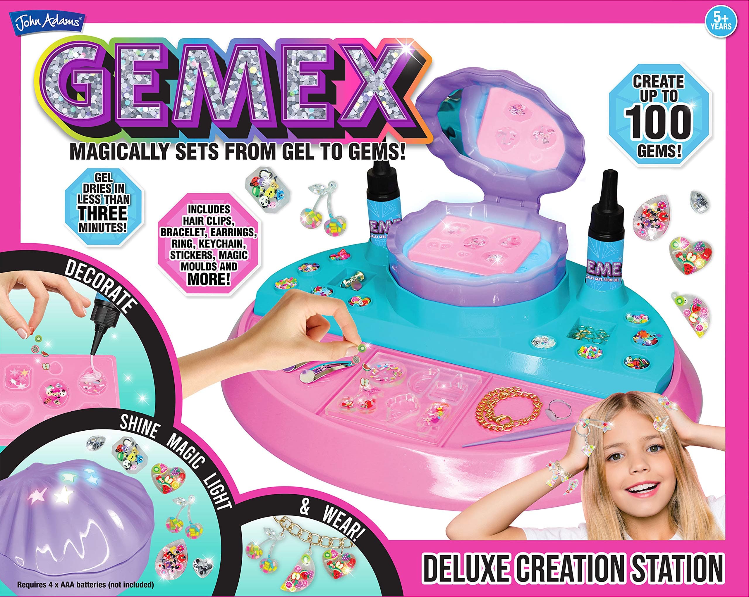 GEMEX Deluxe Creation Station: Magically sets from gel to gems! | Arts & crafts | Ages 5+, Red