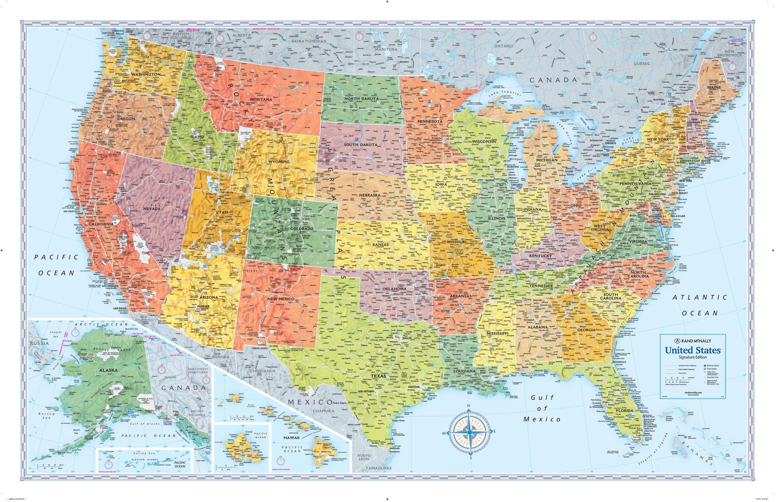 Rand McNally Signature US Lamintated Rolled Wall Map