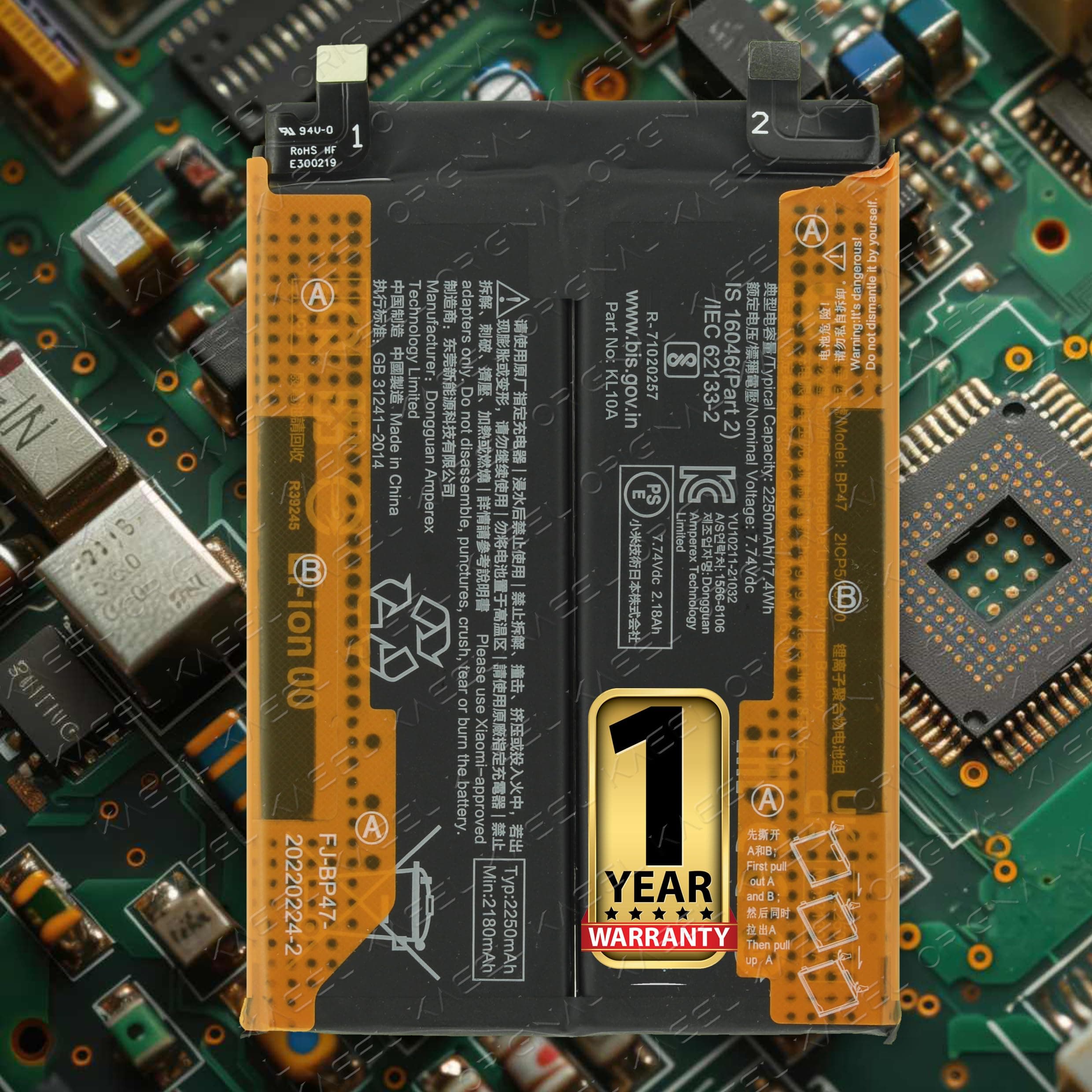 Original BP47 4500mAh Battery for Xiaomi 11i HyperCharge 5G 21091116UI, ‎MZB0A55IN with 1 Year Warranty*. (Stealth Black)