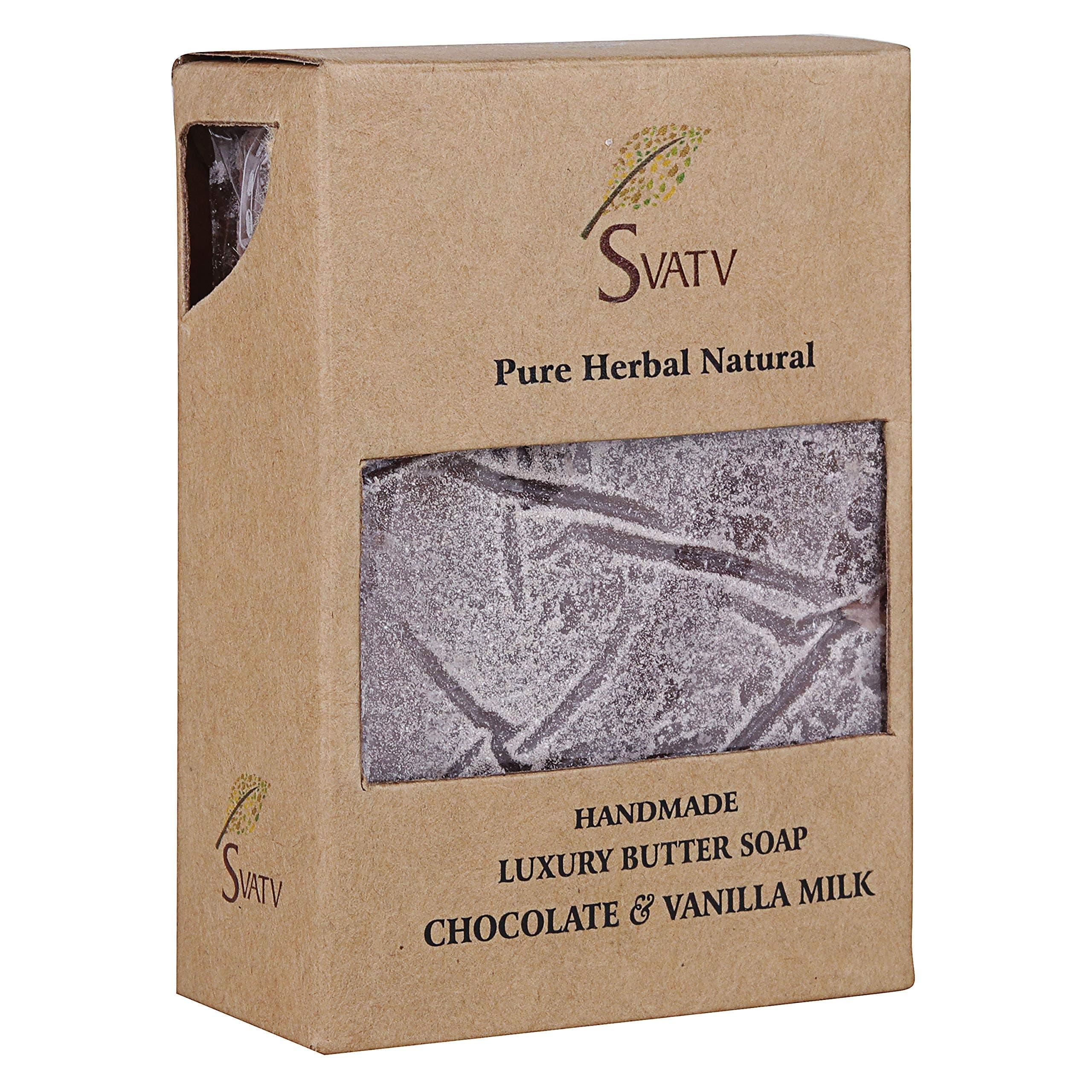 SVATVHandcrafted Soap with natural, soothing herbs of CHOCOLATE & VANILLA MILK I For Men and Women | Traditional Ayurvedic Herbal Soap - 125g