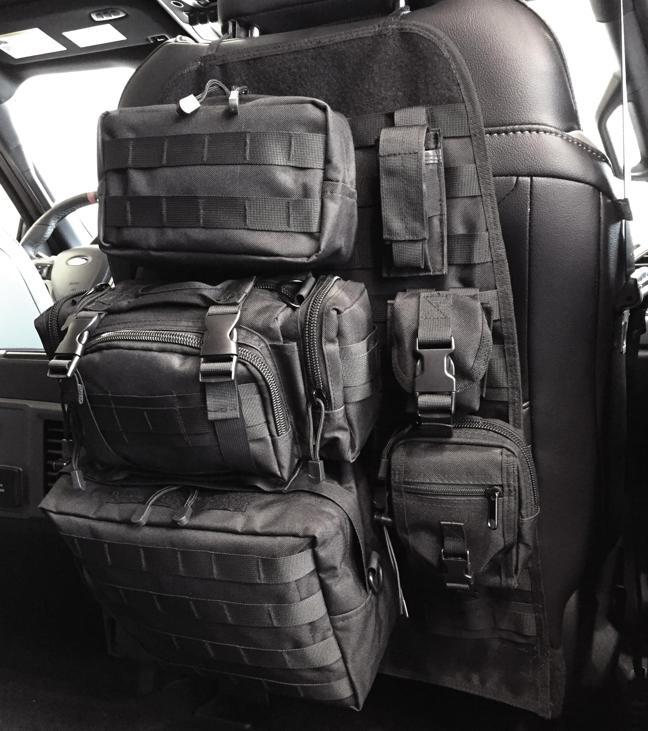 Mojave™ Tactical Back Seat Organizer Storage w/6 Multi Bags, Car Trunk Organizer Law Enforcement Gear Storage Seat Back Organizer for Cars SUV Trucks, Jeep Off Road Accessories - Black